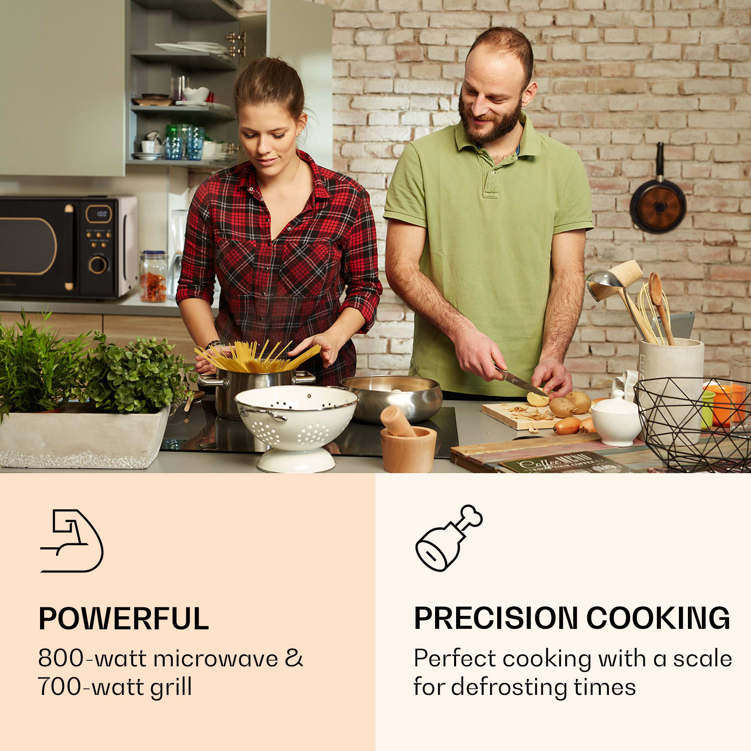 Klarstein Julieta, mikrovlnná rúra s grilom, 20 l, 700/800 W, Ø 25,5 cm, 8 programov – Obrázok 2