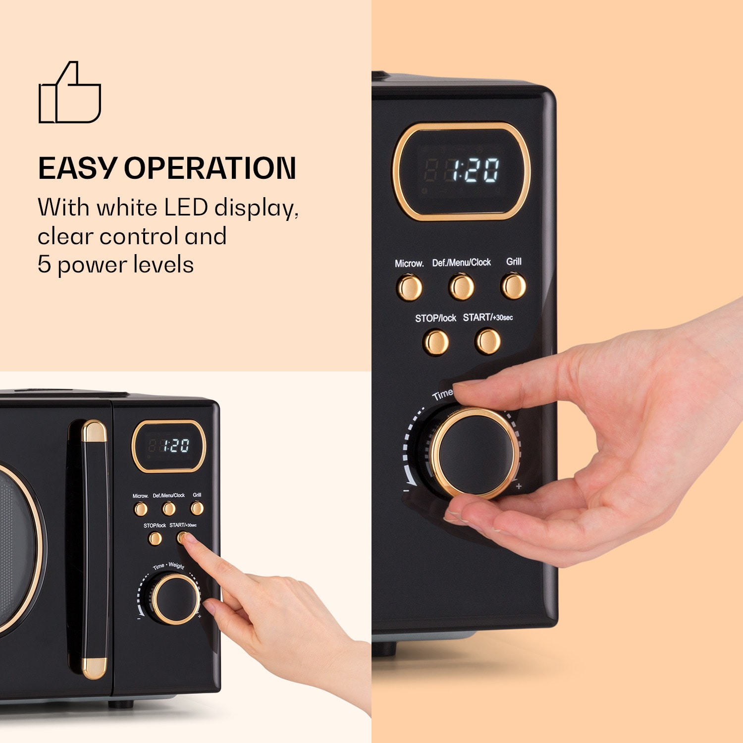 Klarstein Julieta, mikrovlnná rúra s grilom, 20 l, 700/800 W, Ø 25,5 cm, 8 programov – Obrázok 5