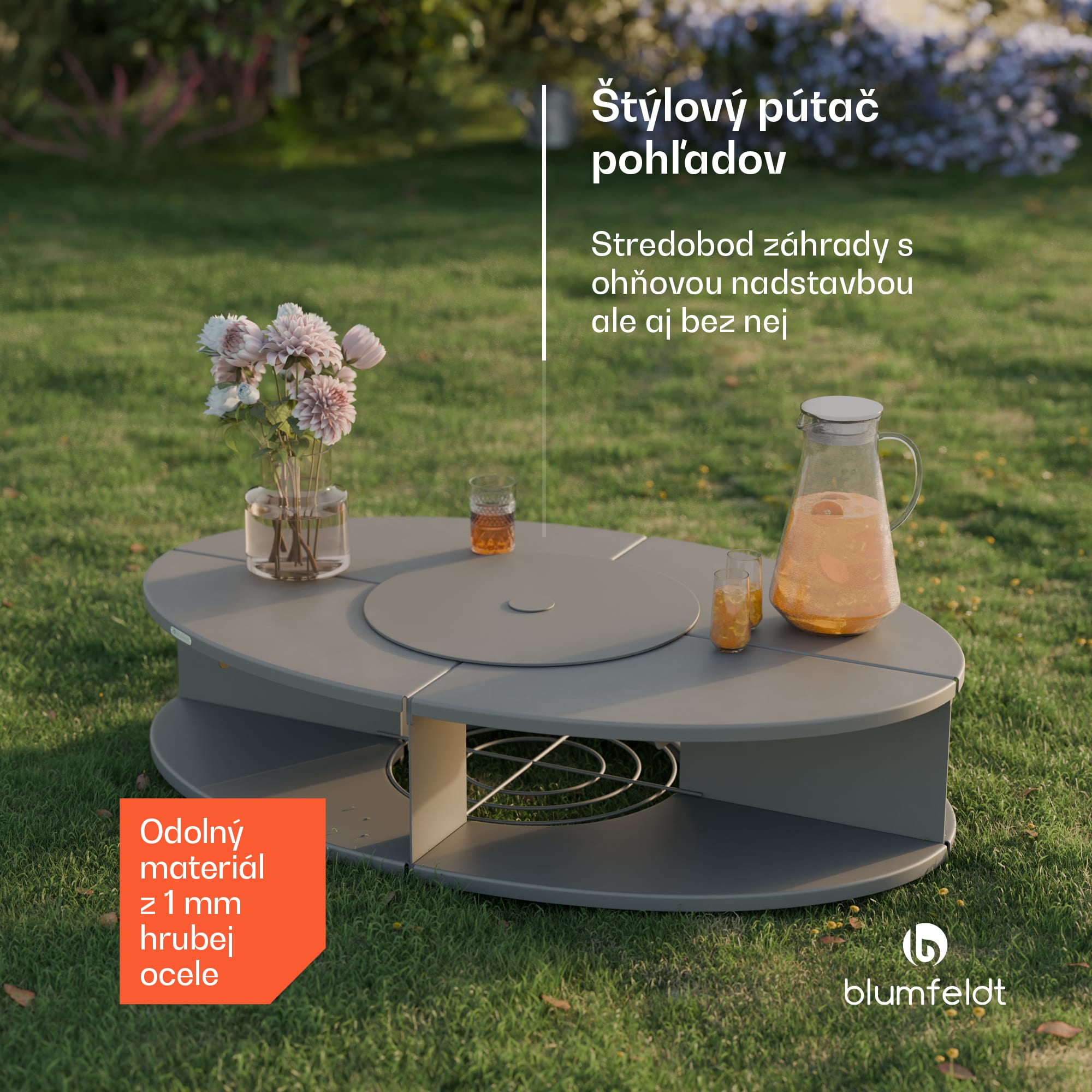 Blumfeldt Firebowl Ebeko 3 v 1, možno použiť ako gril alebo stôl, grilovací rošt + ochrana proti iskrám – Obrázok 4