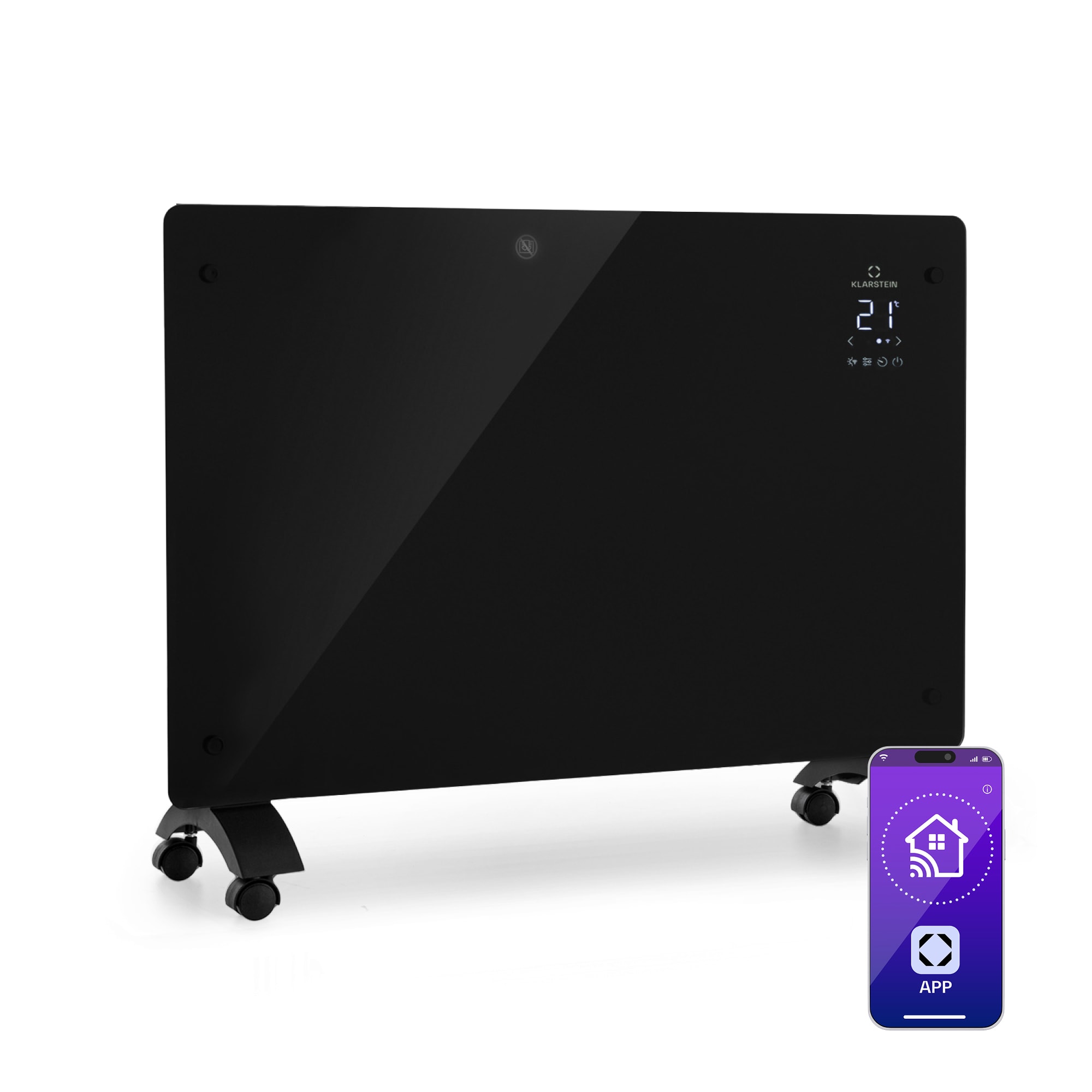 Klarstein Bansin Crystal Smart, konvektor, 1500 W, 5 - 50 °C, ovládanie cez aplikáciu