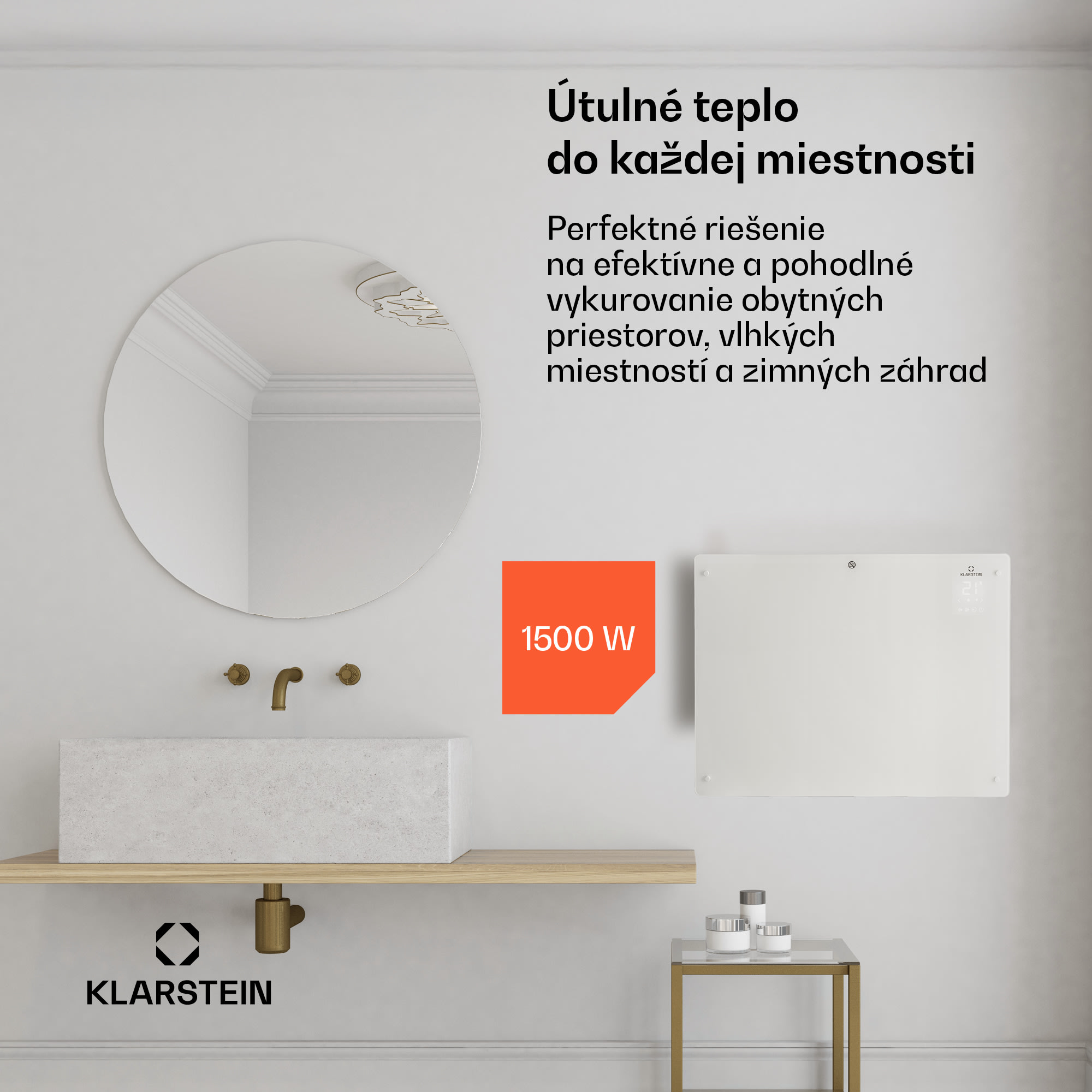 Klarstein Bansin Crystal Smart, konvektor, 1500 W, 5 - 50 °C, ovládanie cez aplikáciu – Obrázok 2