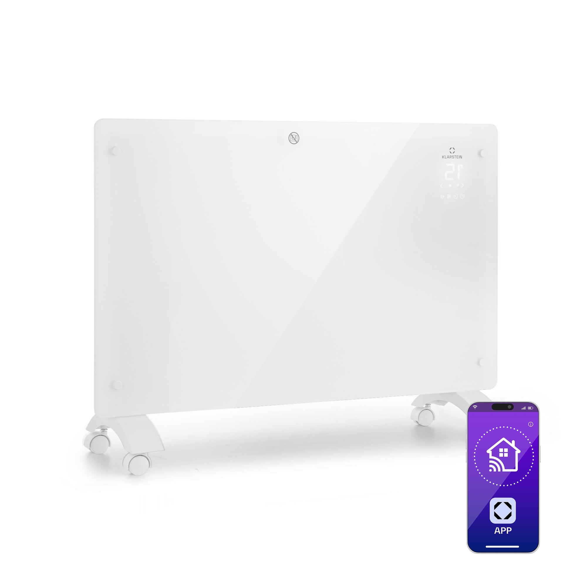 Klarstein Bansin Crystal Smart, konvektor, 1500 W, 5 - 50 °C, ovládanie cez aplikáciu