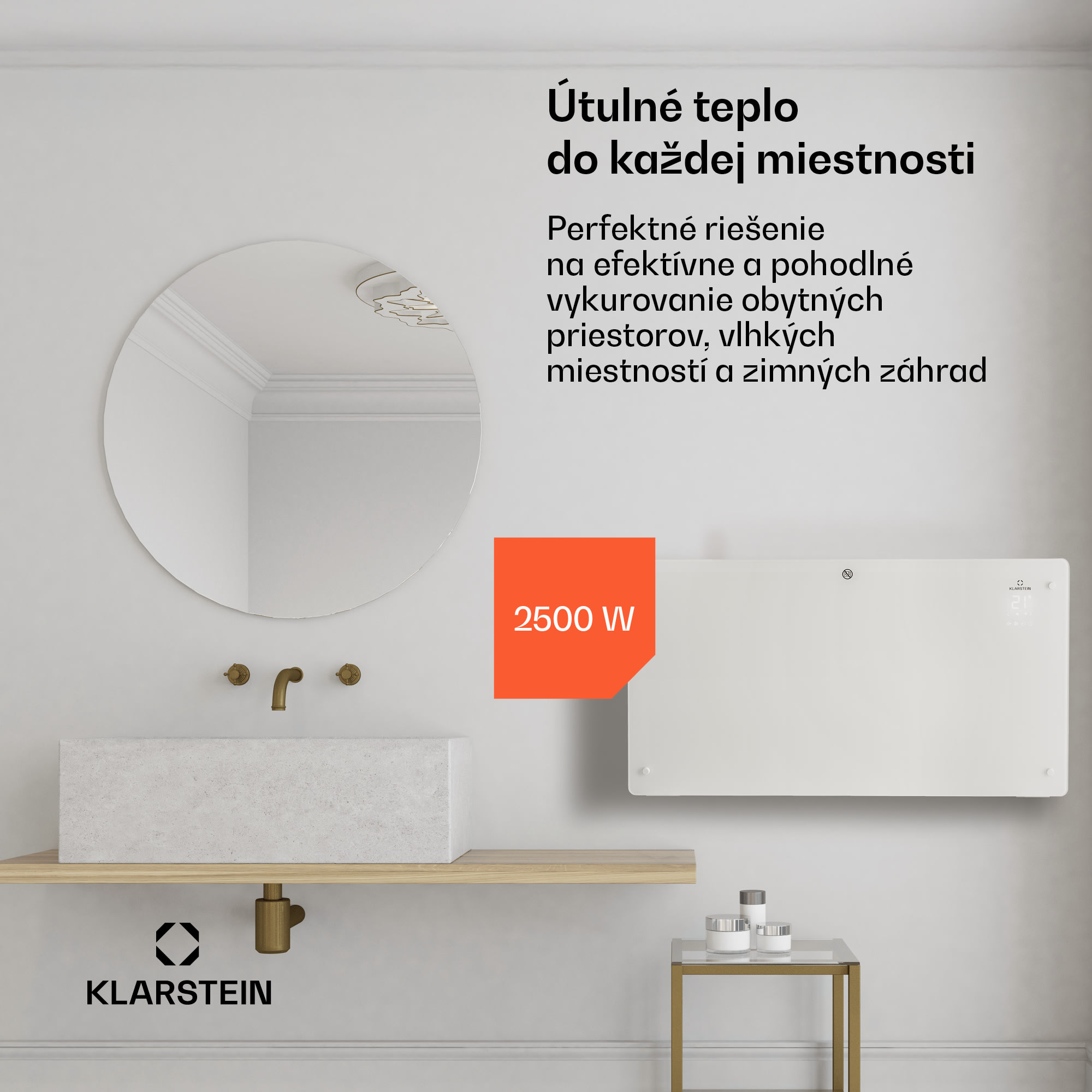 Klarstein Bansin Crystal Smart, konvektor, 2500 W, 5 - 50 °C, ovládanie cez aplikáciu – Obrázok 2
