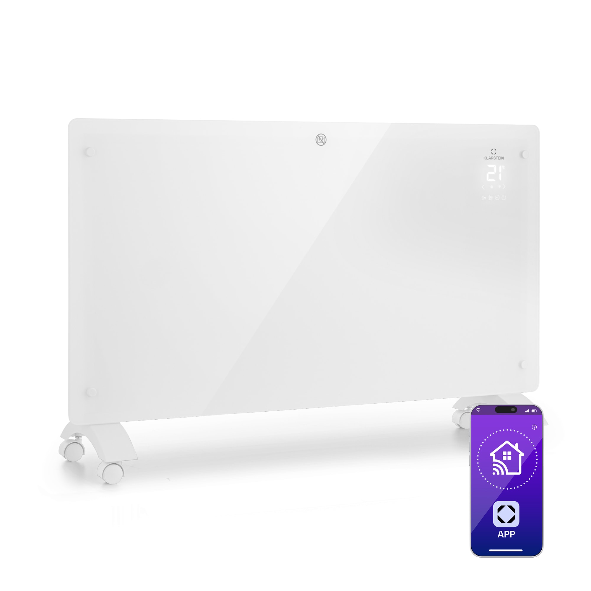 Klarstein Bansin Crystal Smart, konvektor, 2500 W, 5 - 50 °C, ovládanie cez aplikáciu