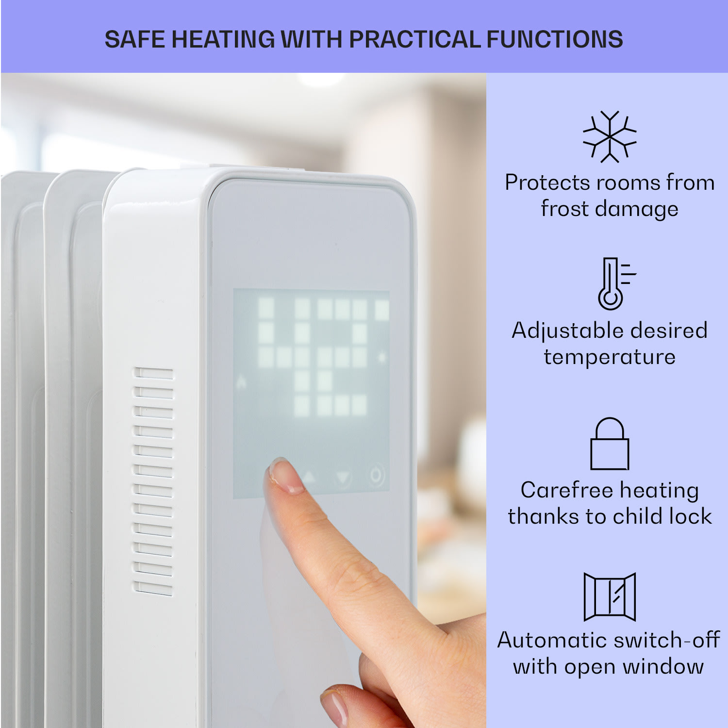 Sanford Smart, olejový radiátor, 2500 W, týždenný časovač, LED displej, dotykový panel, Klarstein aplikácia – Obrázok 4