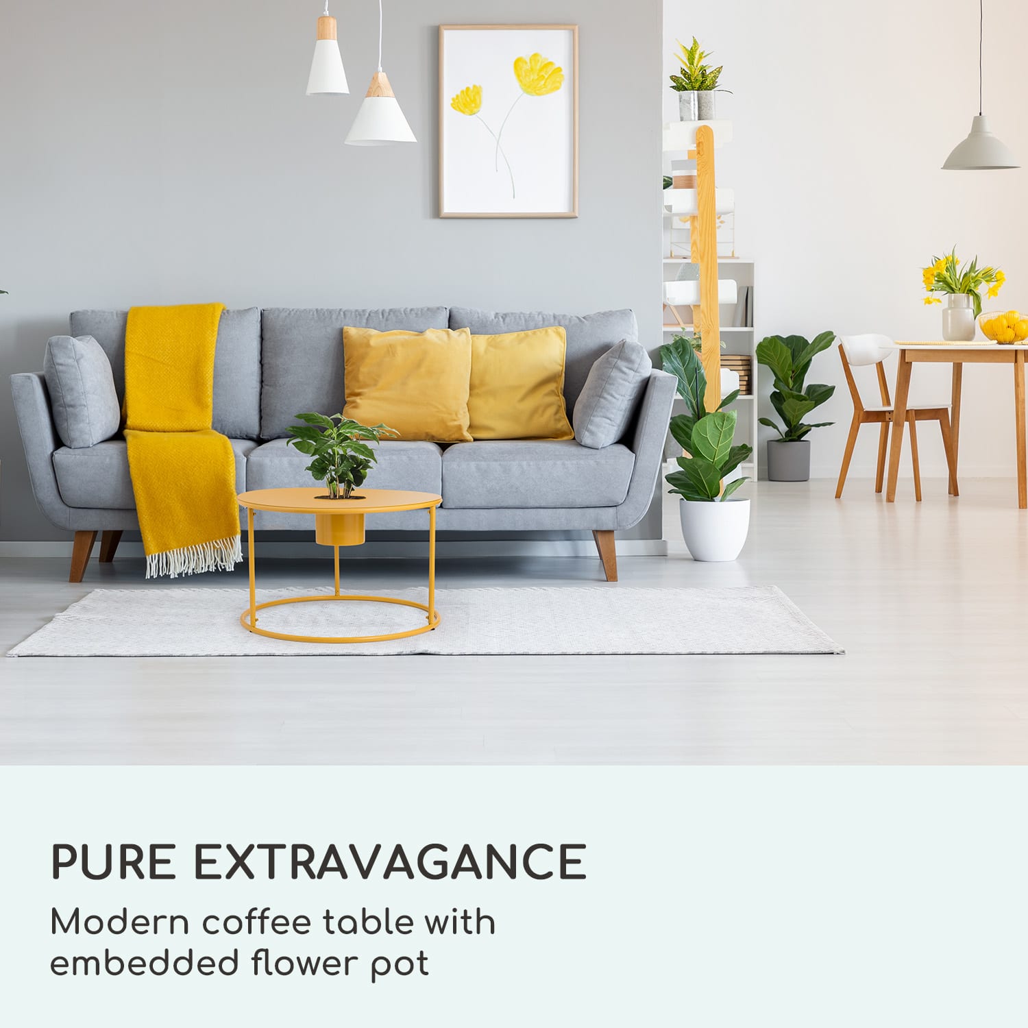 Blumfeldt Irvine, konferenčný stolík s kvetináčom, 60 x 38,5 cm (Ø x V), prášková oceľ – Obrázok 2