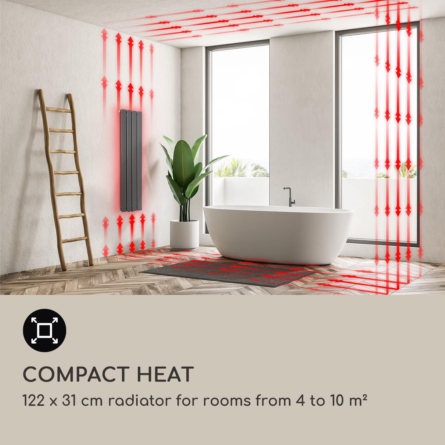 Blumfeldt Ontario, radiátor, 120 x 30, 380 W, inštalácia na stenu – Obrázok 5