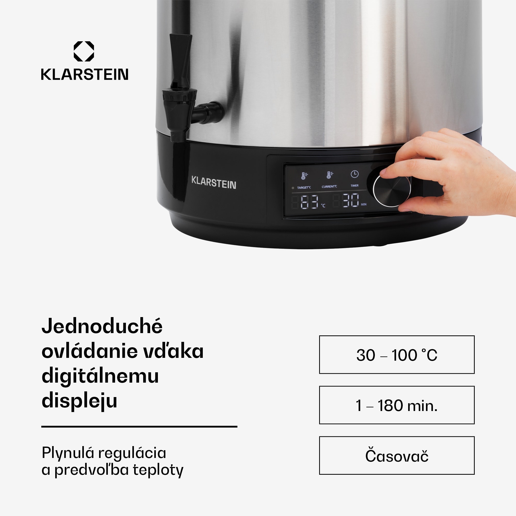 Klarstein Abbey 25, zavárací hrniec, dávkovač nápojov, 25 l, 100 °C, 180 min, nehrdzavejúca oceľ – Obrázok 4