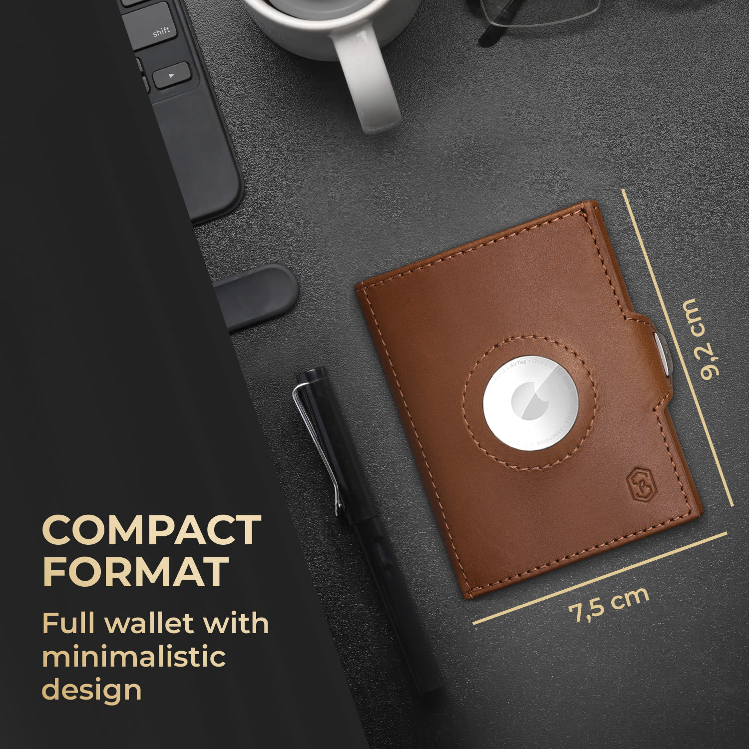 Slimpuro TRYO Trifold Airtag Wallet, 12 kariet, vrecko na mince, 9,2 x 2,2 x 7,5 cm (Š x V x H), ochrana RFID – Obrázok 5