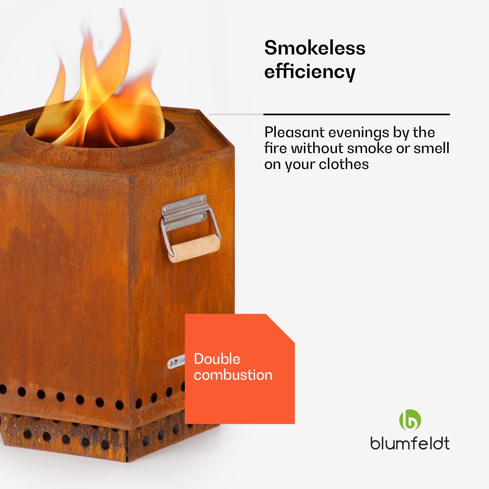 Blumfeldt Mojanda, kôš na oheň, bezdymový, robustný, kutáče, kryt proti dažďu – Obrázok 2