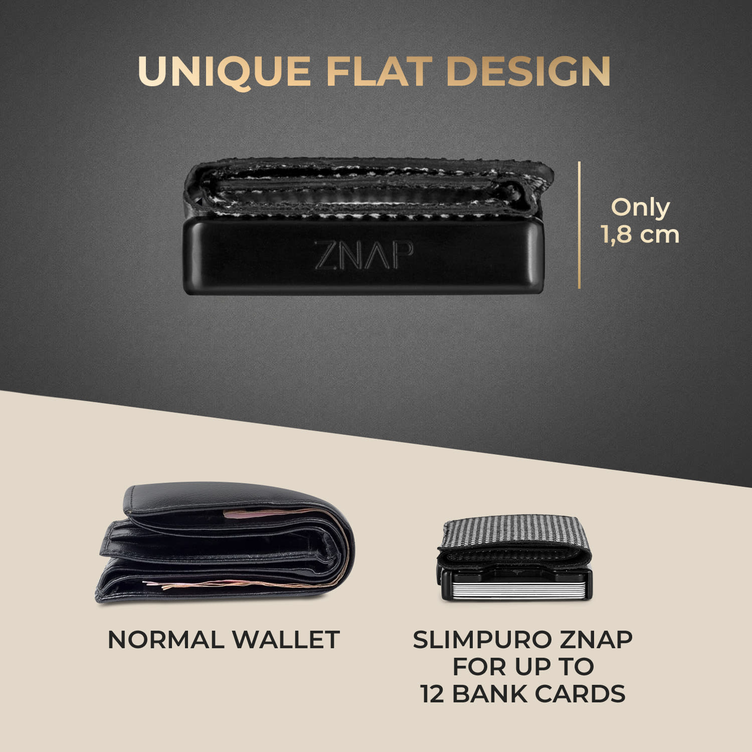 Slimpuro ZNAP Slim Wallet, 12 kariet, priehradka na mince, 8 x 1,8 x 6 cm (Š x V x H), ochrana RFID – Obrázok 5
