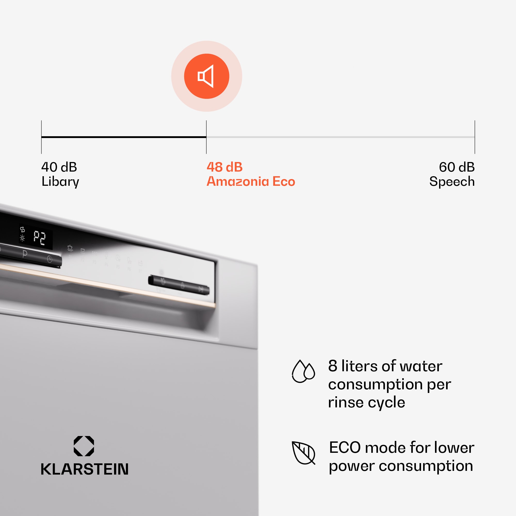 Klarstein Amazonia Eco 8, umývačka riadu – Obrázok 4