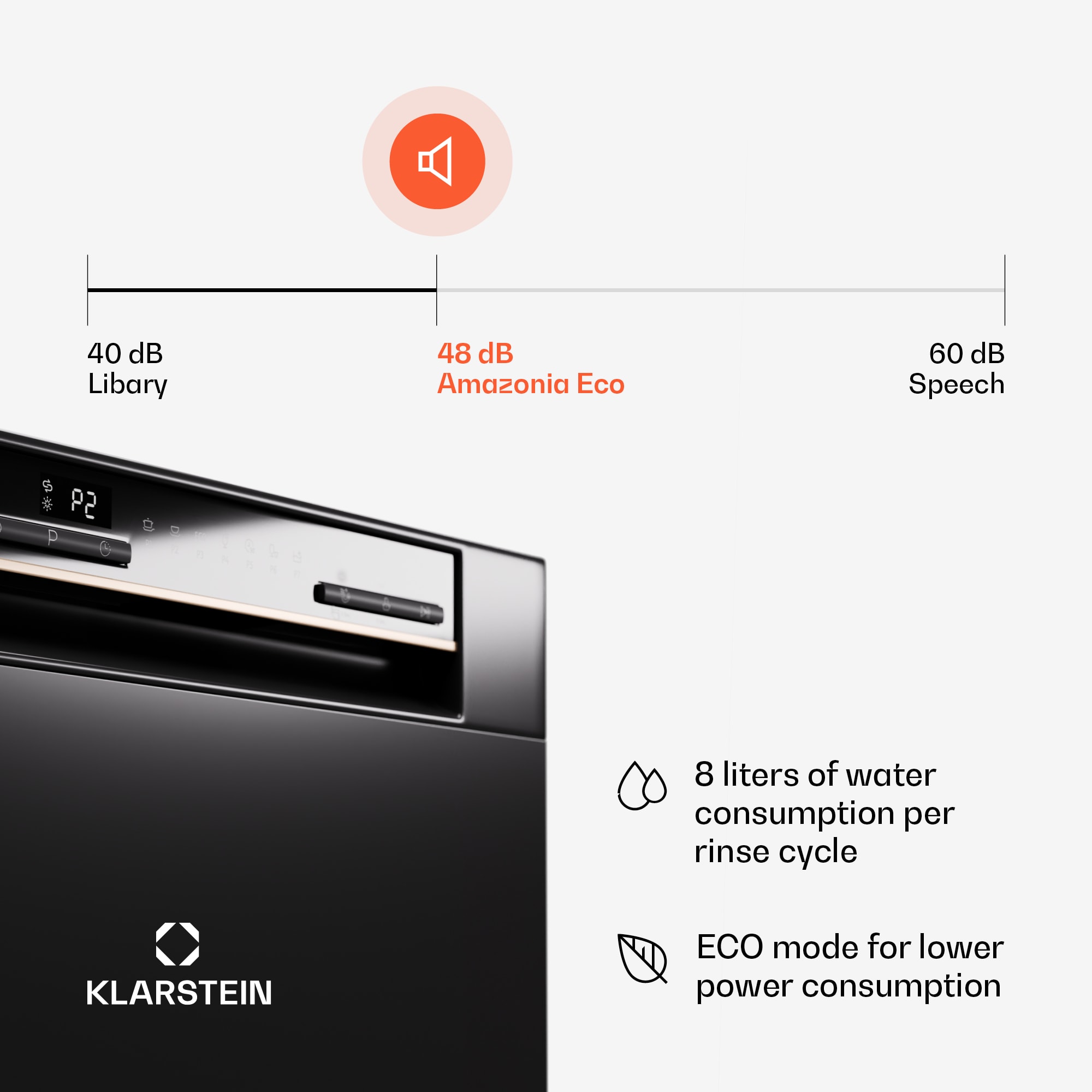 Klarstein Amazonia Eco 8, umývačka riadu – Obrázok 4