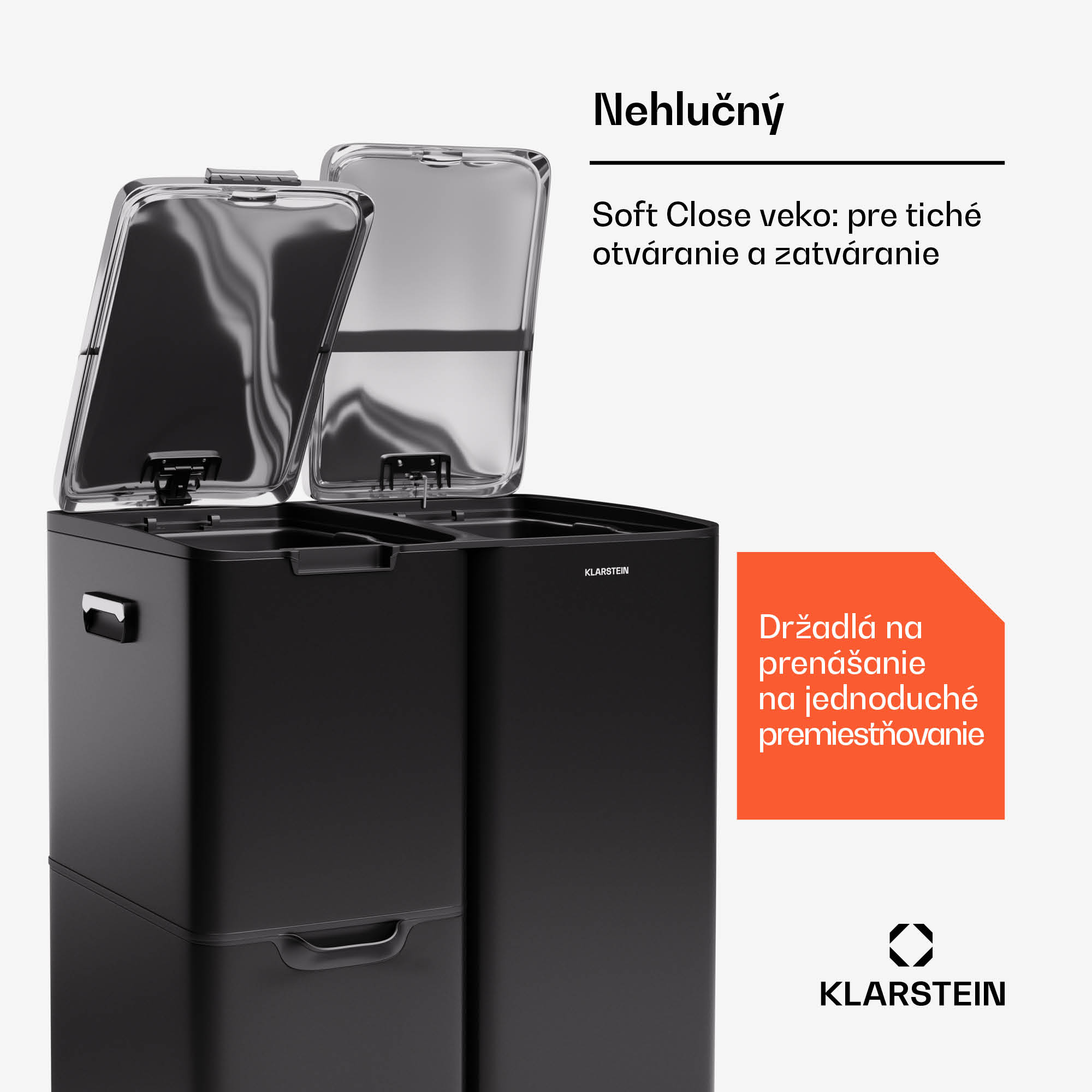 Klarstein Tiyo 3 v 1, kôš na odpadky, 60 litrov, vyberateľný kôš, s mäkkým zatváraním – Obrázok 5