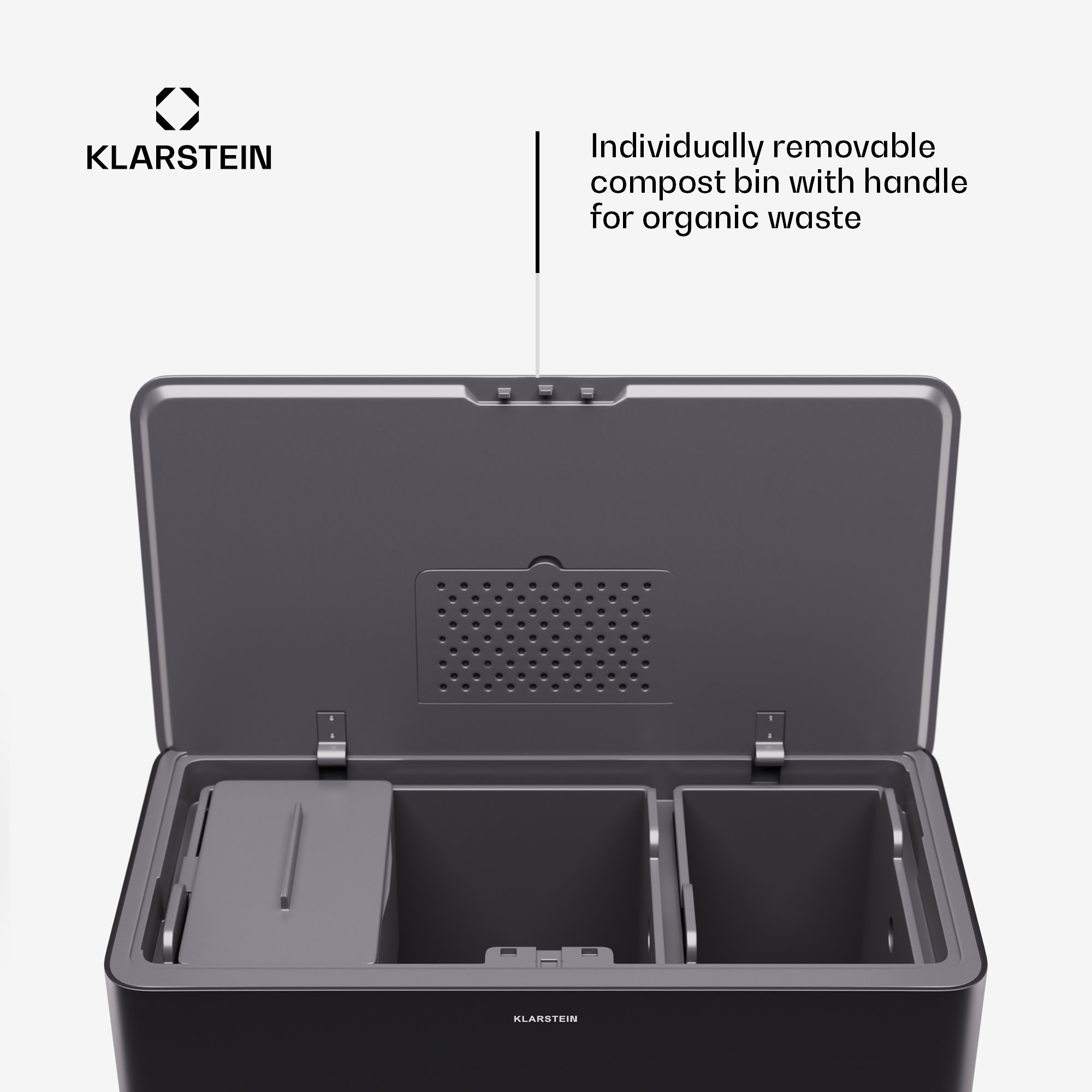 Klarstein Yuma, odpadkový kôš, 40 l, vrátane kompostéra, s nožičkami, pachový filter – Obrázok 4