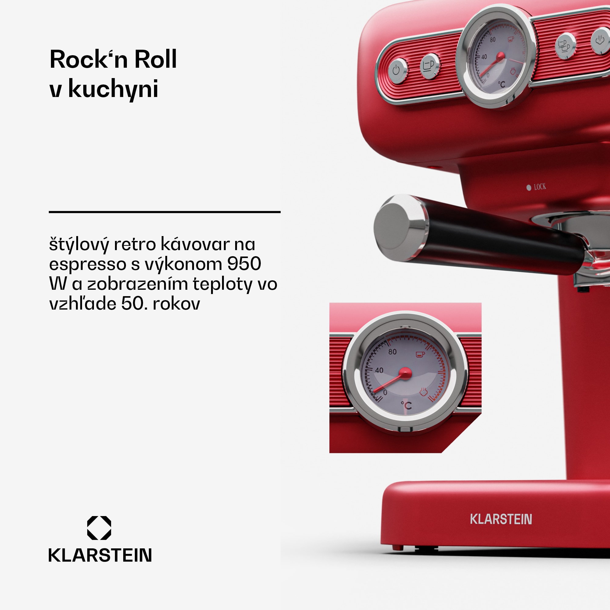 Klarstein Espressionata Evo, pákový kávovar, 950 W, 19 bar, 1,2 l – Obrázok 3