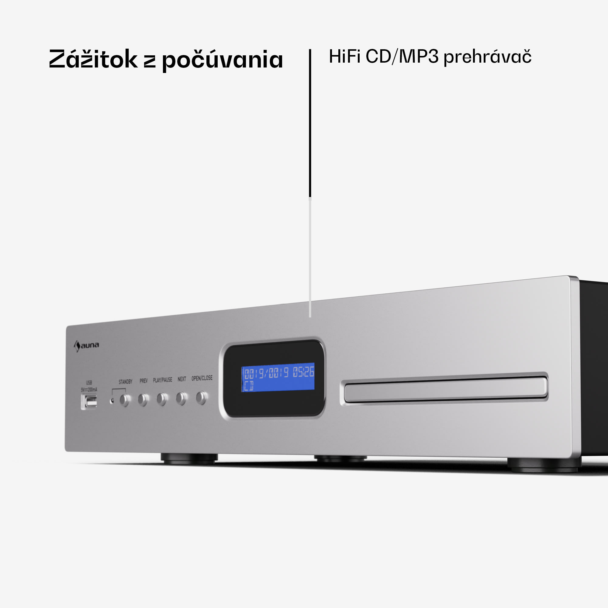 Auna Art22 CD/MP3 prehrávač, HiFi prehrávač, CD, CD-R/RW, CD-MP3, Displej, Diaľkové ovládanie – Obrázok 2