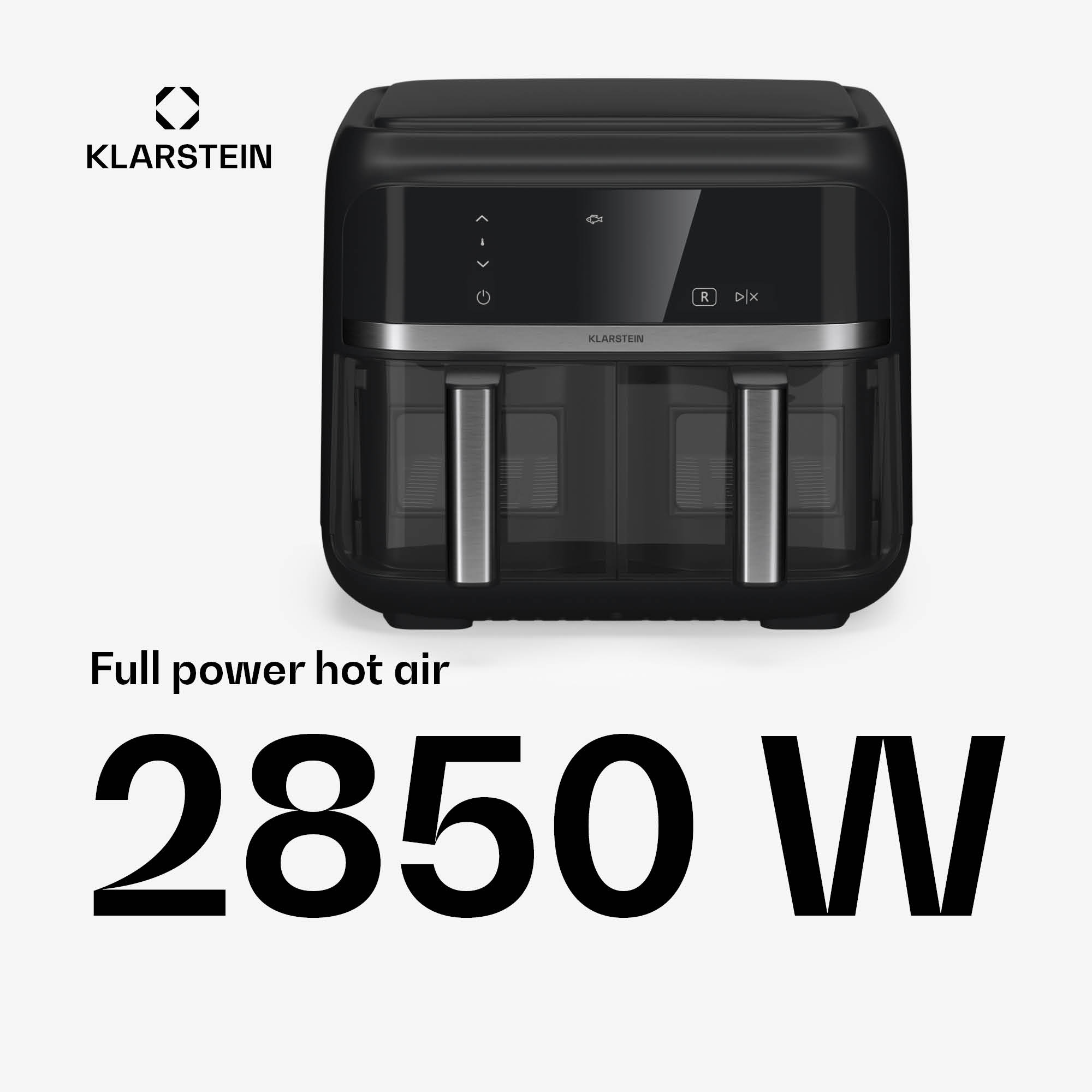 Klarstein VitaFry Duo Skylight, teplovzdušná fritéza, 2850 W, 7,6 l, 2 varné zóny, 6 programov – Obrázok 3