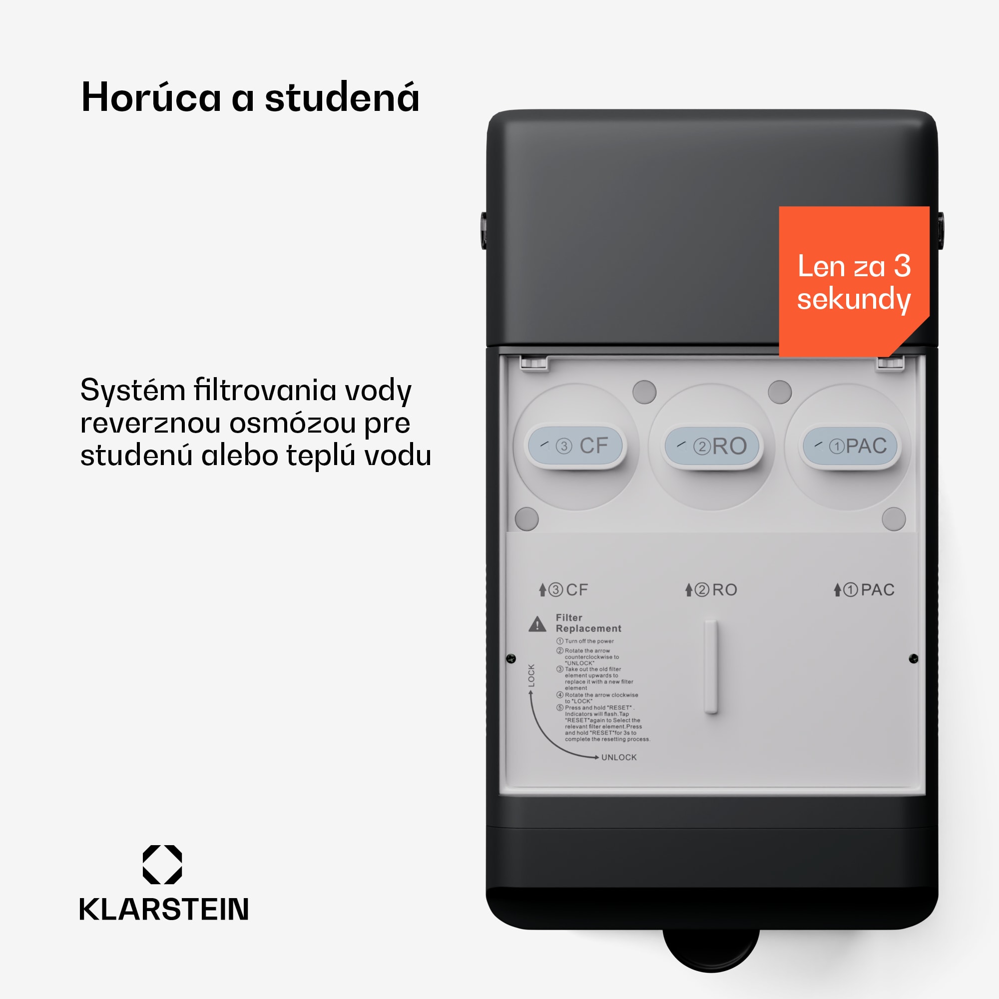 Klarstein AquaFina 6L, čistička vody, 5-stupňová filtrácia, objem 6 l, HD dotykový displej, 6 teplôt vody, čierna – Obrázok 2