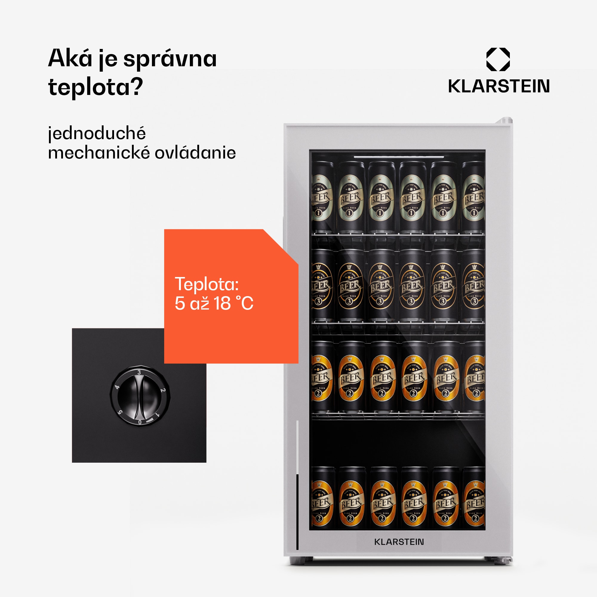 Klarstein Beersafe 74 Slim, chladnička, 74 litrov, 3 police, panoramatické sklenené dvere – Obrázok 3