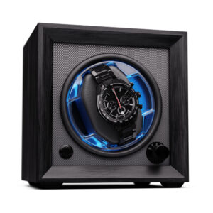 Klarstein Brienz 1, naťahovač hodiniek, 1 hodinky, 4 režimy, drevený vzhľad, modré vnútorné osvetlenie