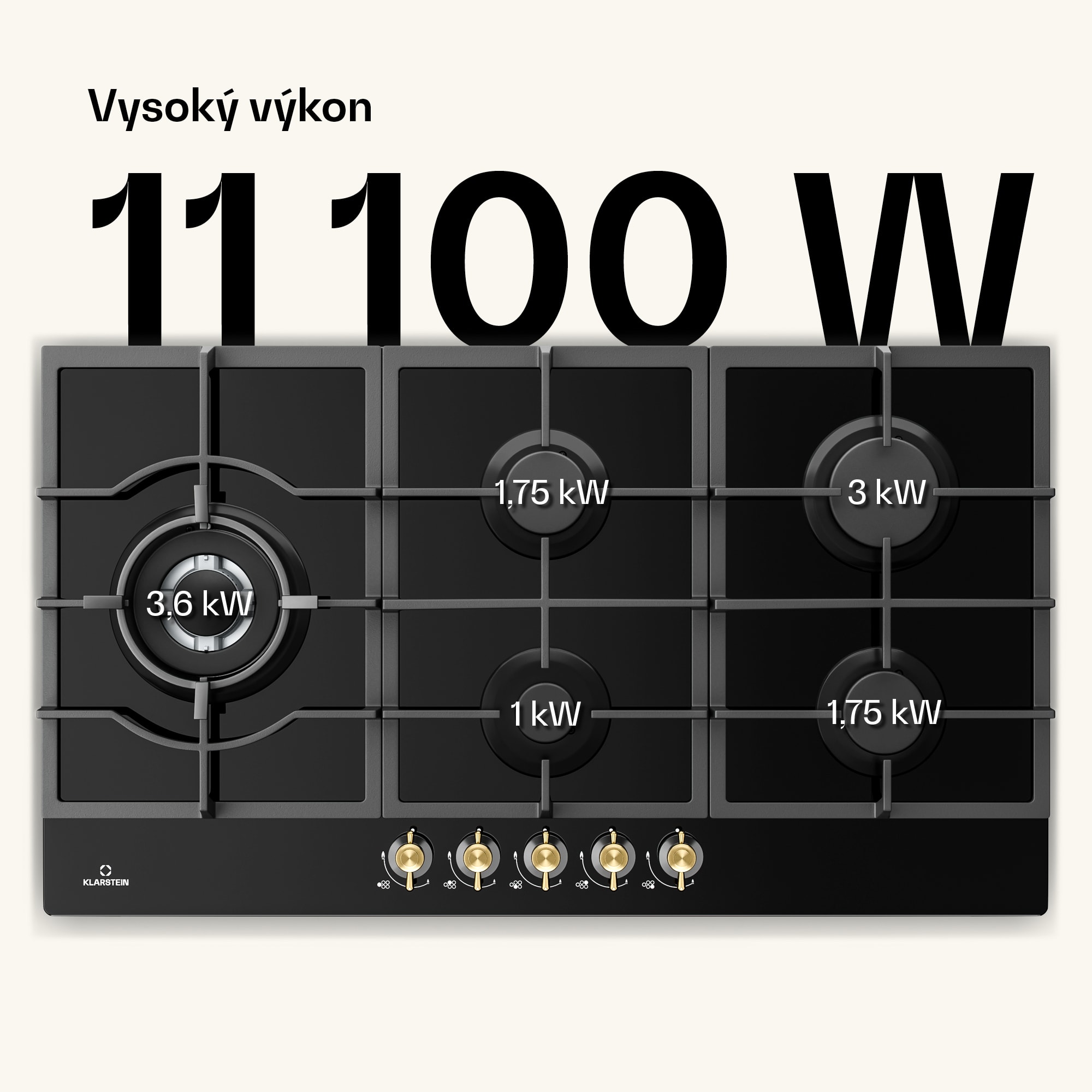 Klarstein Victoria Chef Edition, plynová varná doska, 5 zón – Obrázok 3