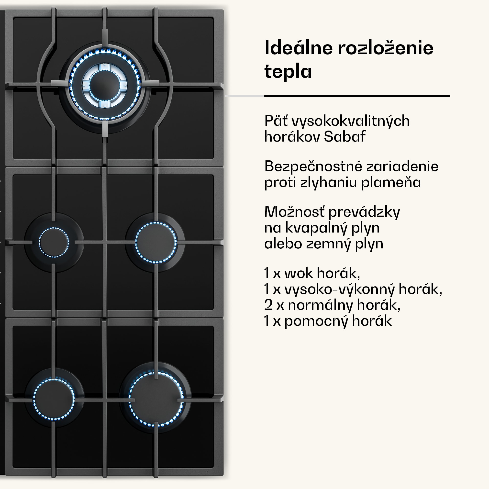 Klarstein Victoria Chef Edition, plynová varná doska, 5 zón – Obrázok 5