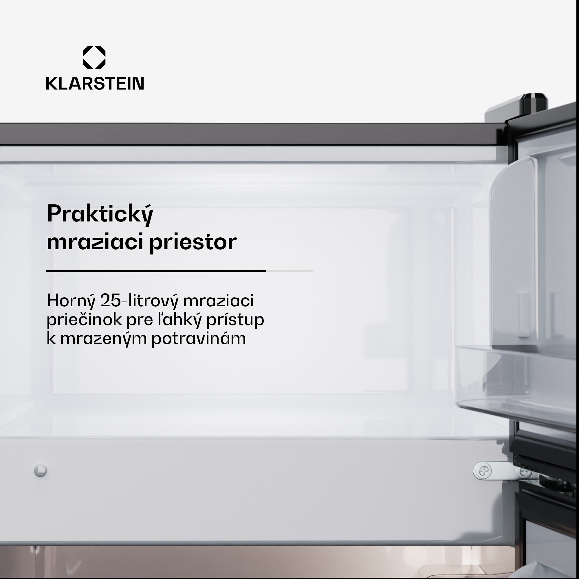 Klarstein Big Daddy Cool, chladnička s mrazničkou, 61/25 l, 2 úrovne, nehrdzavejúca oceľ – Obrázok 4