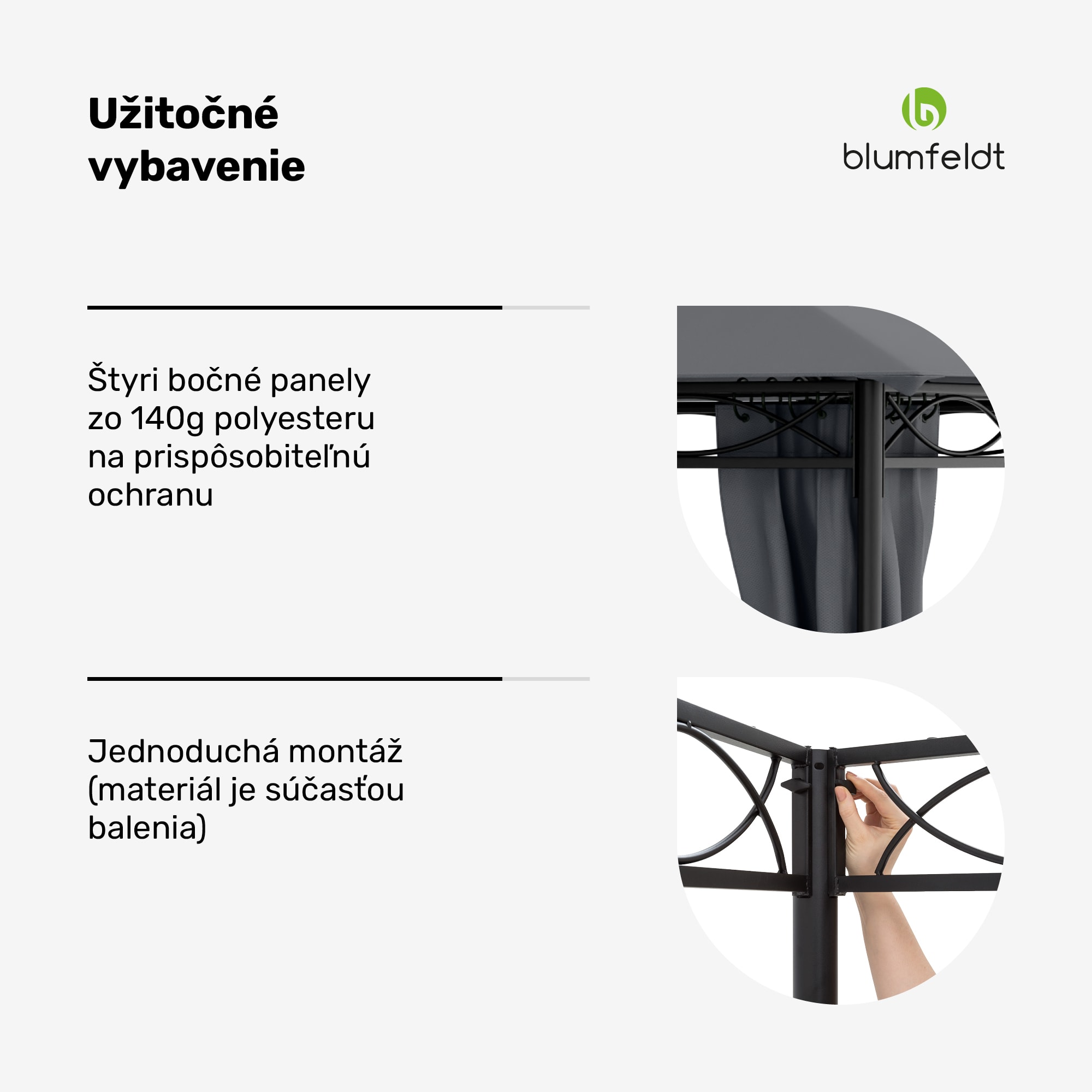 Blumfeldt Mondo, záhradný altánok, párty stan, oceľ, polyester, tmavosivý – Obrázok 5
