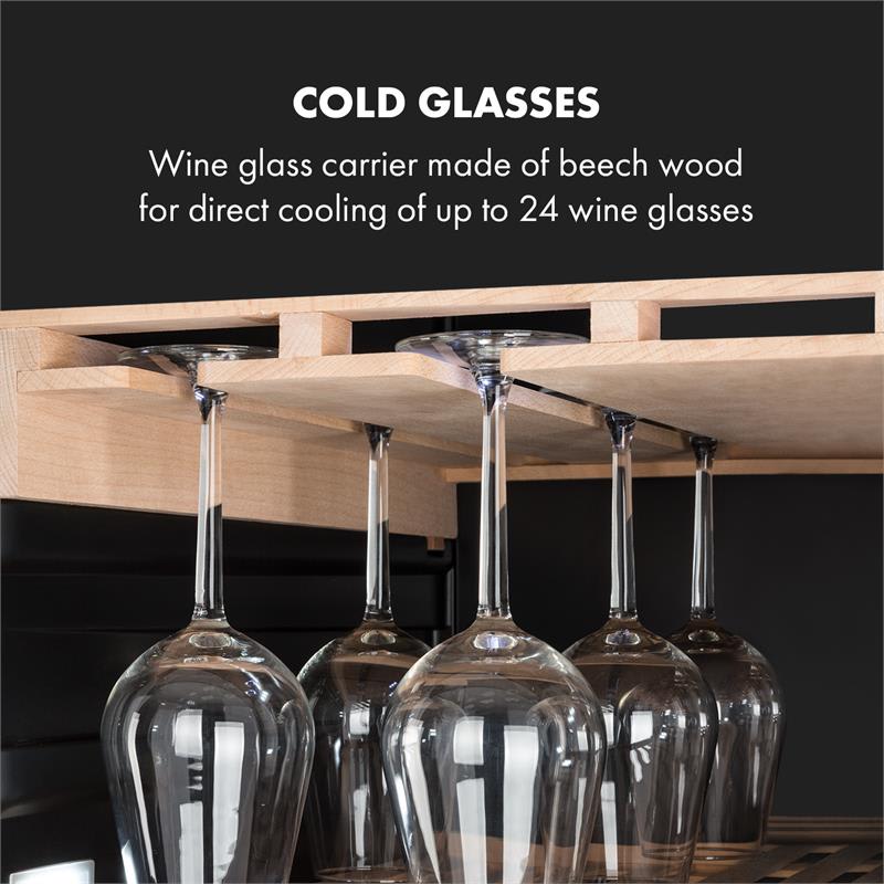 Klarstein Vinovilla Onyx Grande Duo, vinotéka, 425 l, 165 fliaš, 3-farebné LED osvetlenie, čierna – Obrázok 5