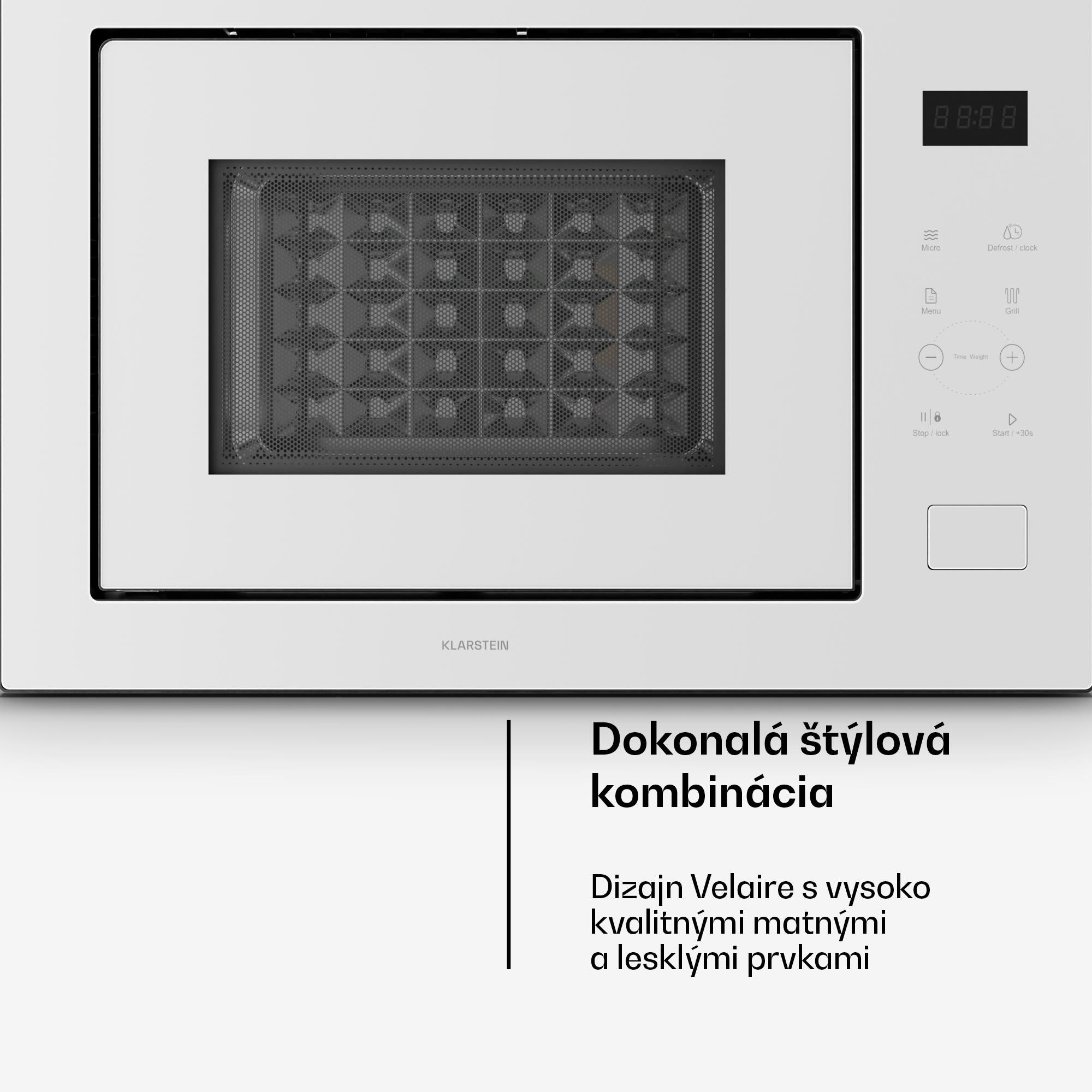 Klarstein Velaire vstavaná mikrovlnná rúra s grilom | 1200 W gril | 850 W mikrovlnná rúra | 60 cm – Obrázok 3
