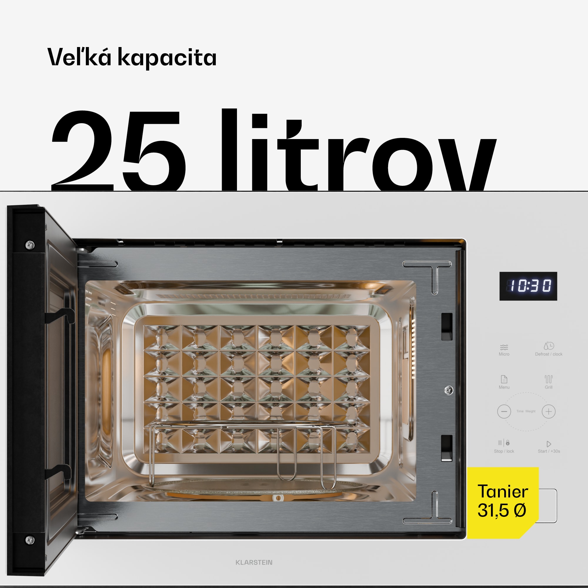 Klarstein Velaire vstavaná mikrovlnná rúra s grilom | 1200 W gril | 850 W mikrovlnná rúra | 60 cm – Obrázok 4