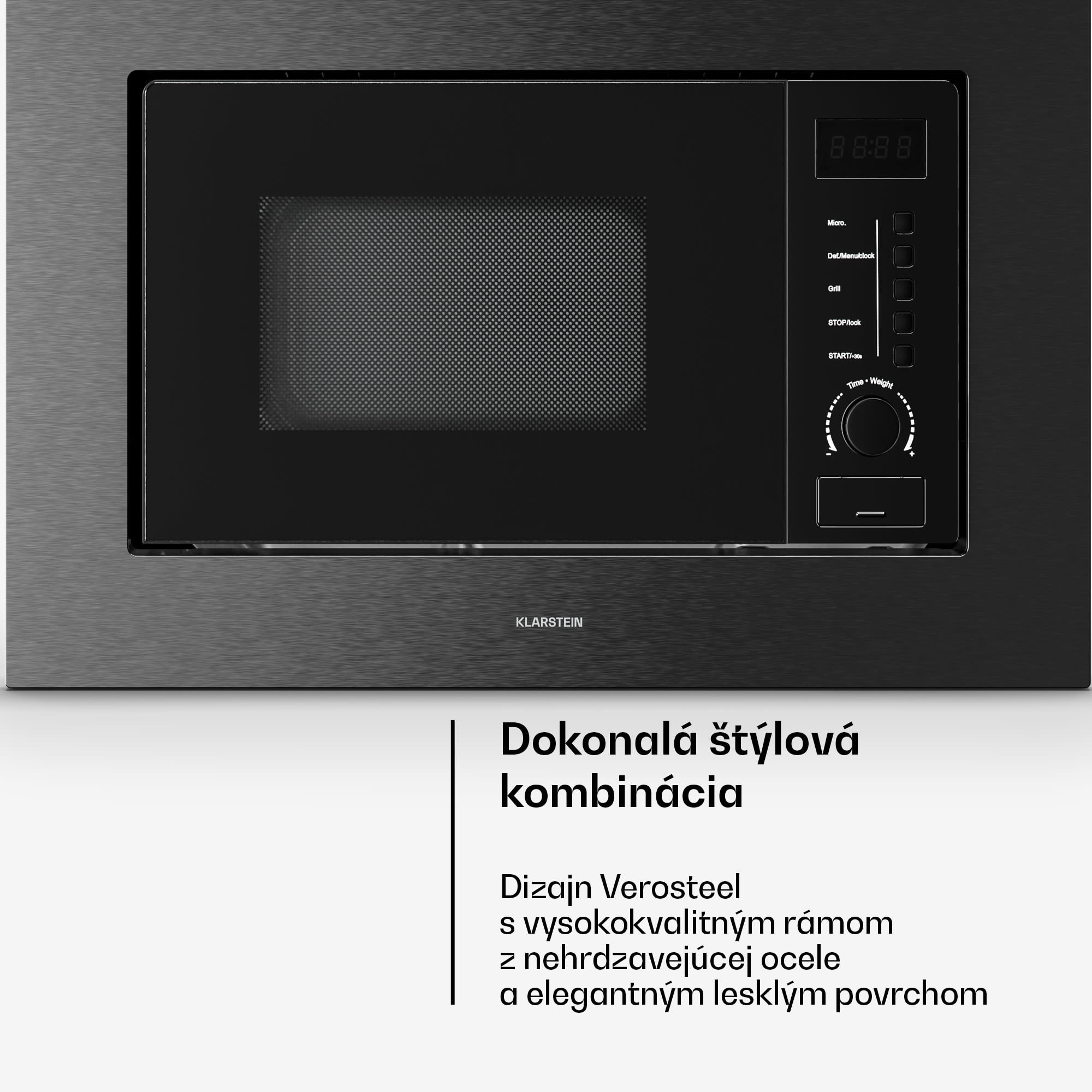Klarstein Verosteel vstavaná mikrovlnná rúra s grilom | 800 W gril | 700 W mikrovlnná rúra | 60 cm – Obrázok 3