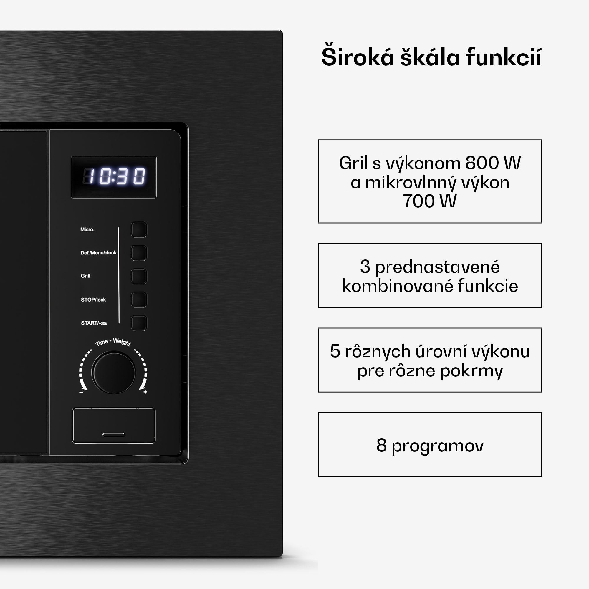 Klarstein Verosteel vstavaná mikrovlnná rúra s grilom | 800 W gril | 700 W mikrovlnná rúra | 60 cm – Obrázok 5
