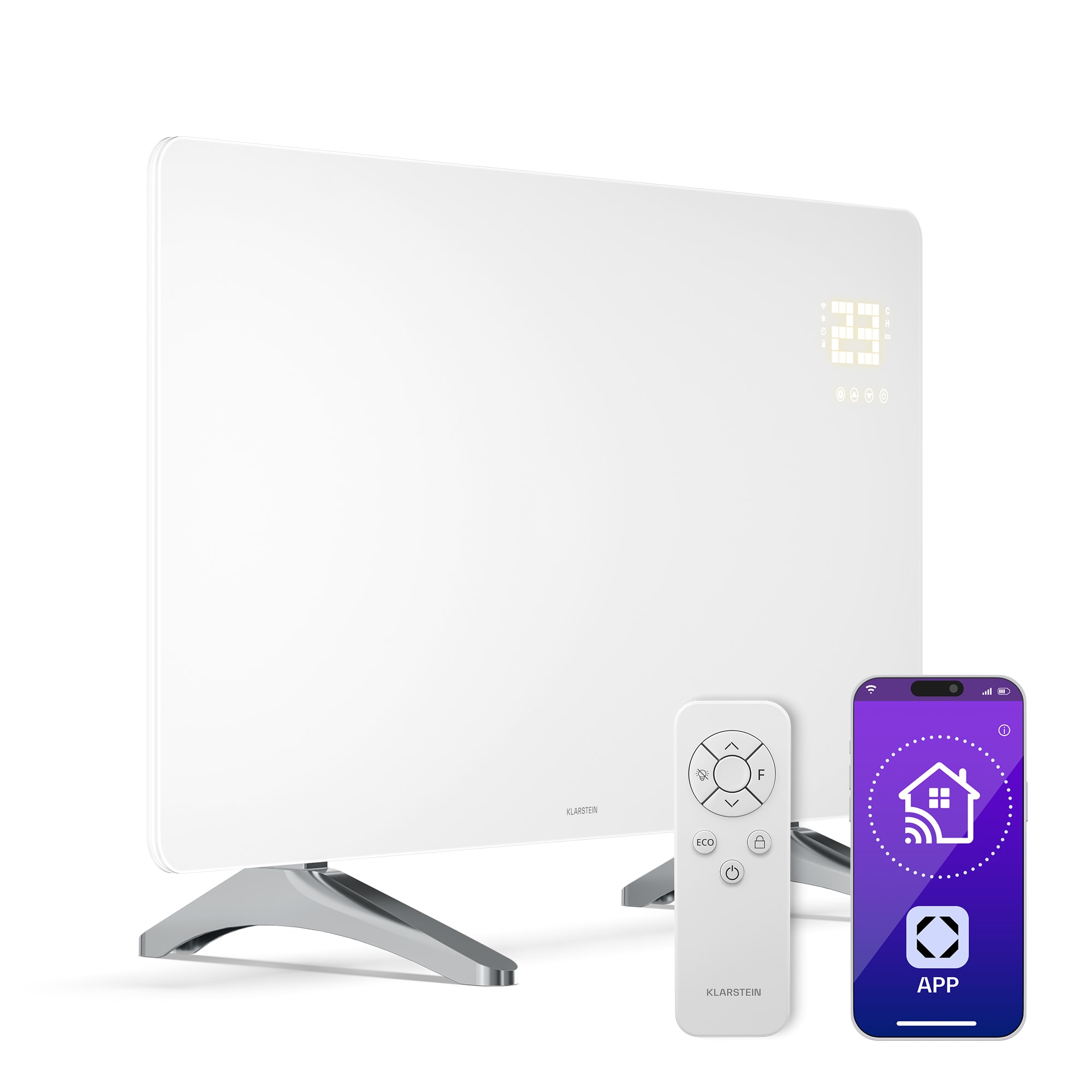 Klarstein Wonderglass infračervený panel | 480 W | 7 - 14 m² | Moderný sklenený dizajn | 90 cm x 58 cm