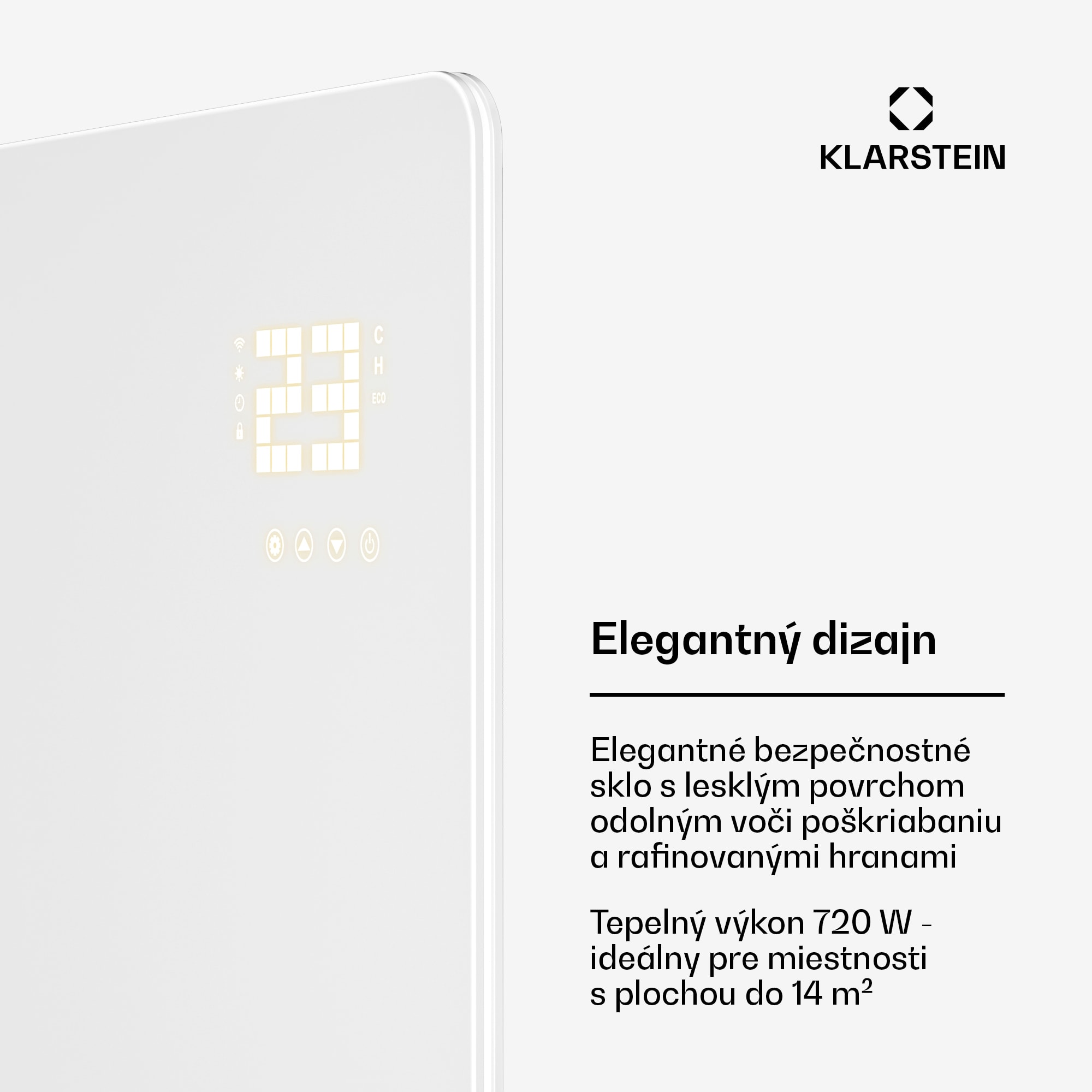 Klarstein Wonderglass infračervený panel | 720 W | 8 - 15 m² | Moderný sklenený dizajn | 120 cm x 68 cm – Obrázok 3
