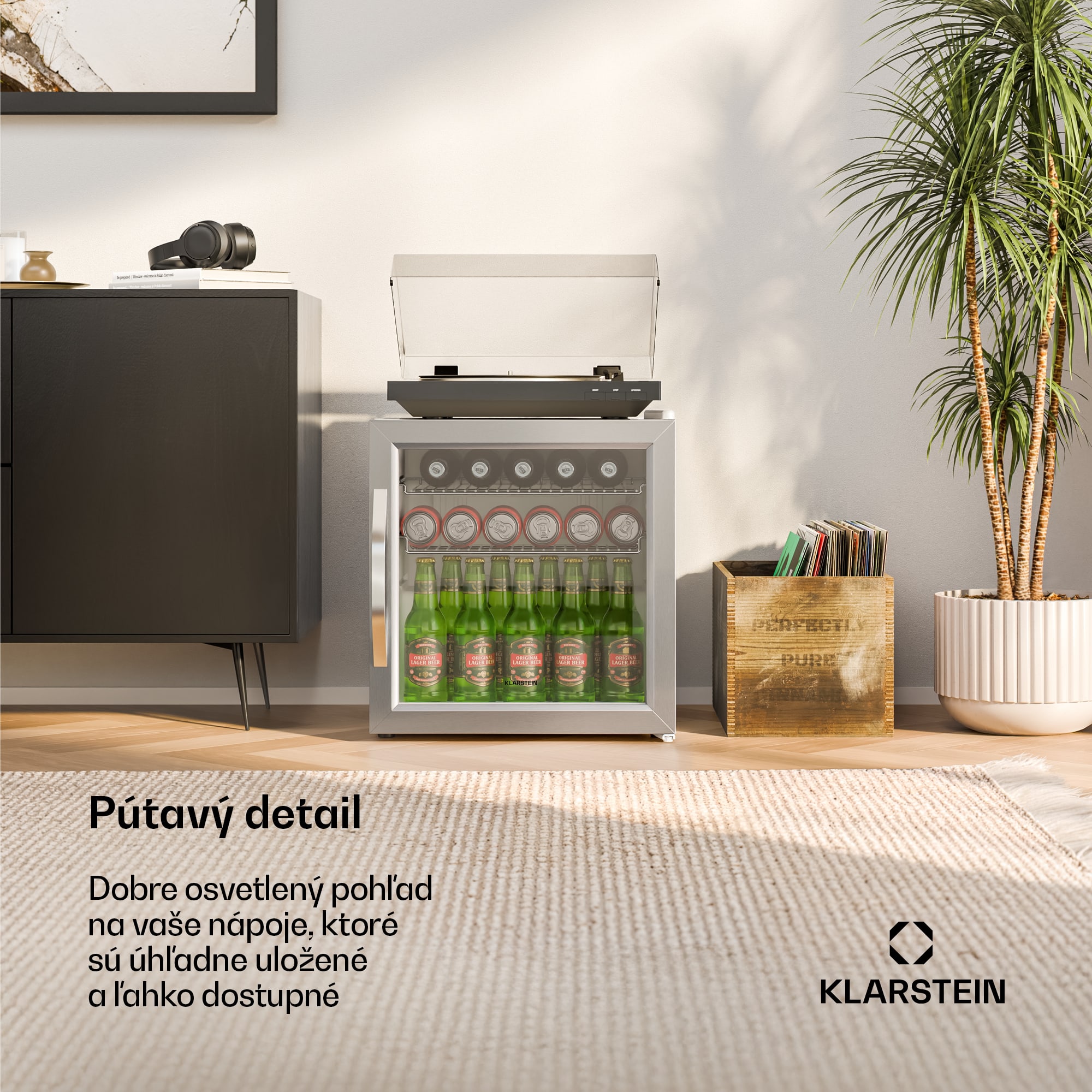 Klarstein Beersafe chladnička na nápoje so sklenenými dverami | 44 x 48 cm | Vnútorné LED osvetlenie | | Strieborno-biela – Obrázok 3