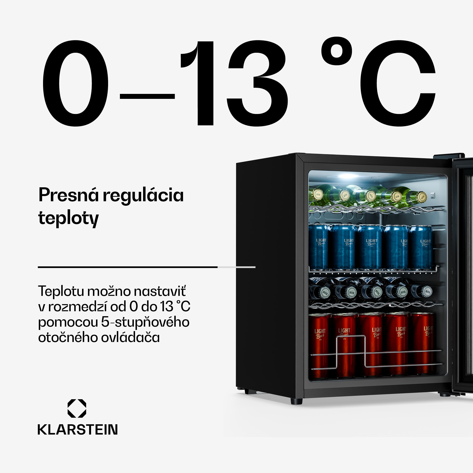 Klarstein Beersafe chladnička na nápoje so sklenenými dverami | 64 x 48 cm | Vnútorné LED osvetlenie | Strieborno-čierna – Obrázok 4