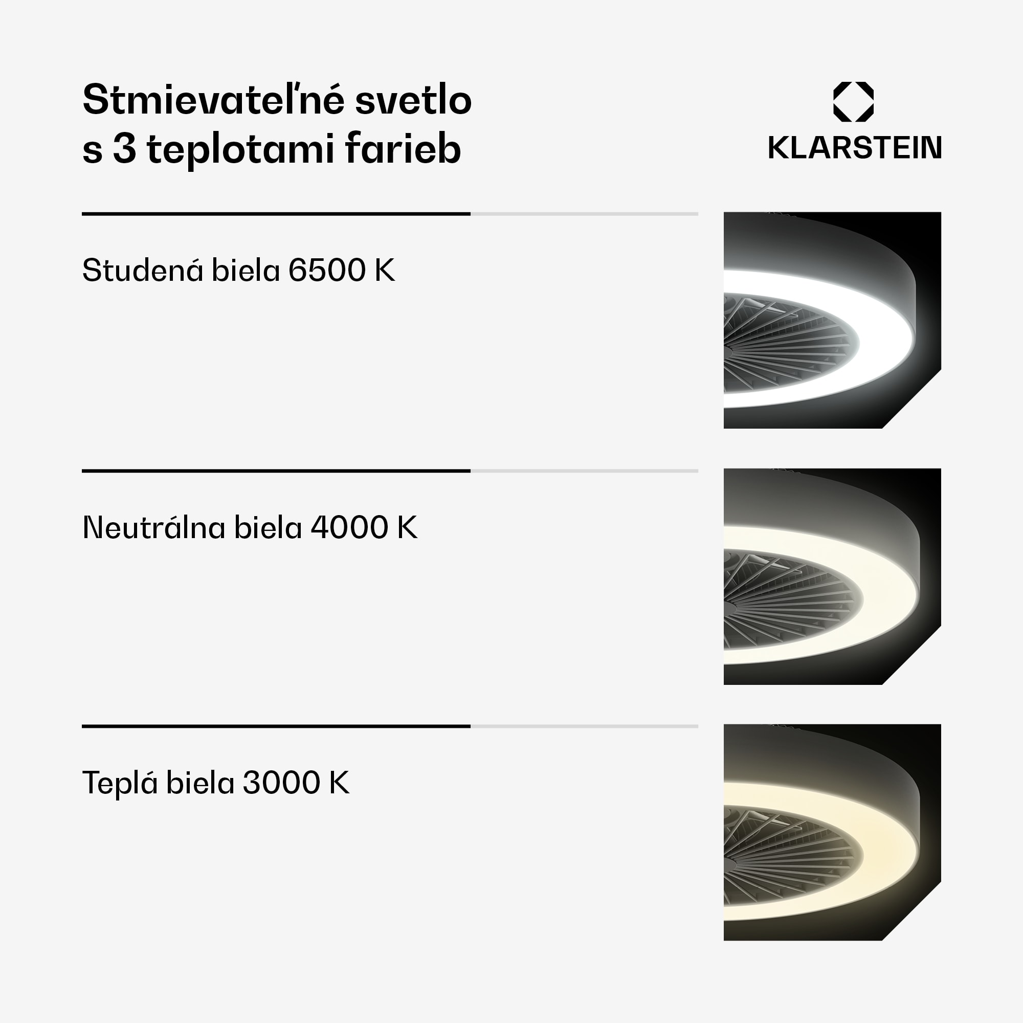 Klarstein ZenBreeze inteligentný stropný ventilátor so svetlom | 48 cm | 16 W | Tichý | LED | Akryl – Obrázok 3