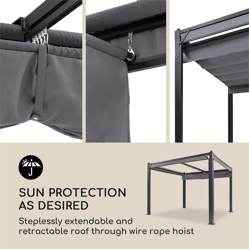 Blumfeldt Pantheon Cortina, náhradná strecha, 3x3m, polyester, 180g/m², sivá – Obrázok 2