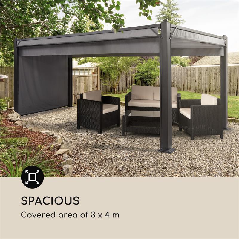 Blumfeldt Pantheon Cortina, náhradná strecha, 3x4m, polyester, 180g/m², sivá – Obrázok 3