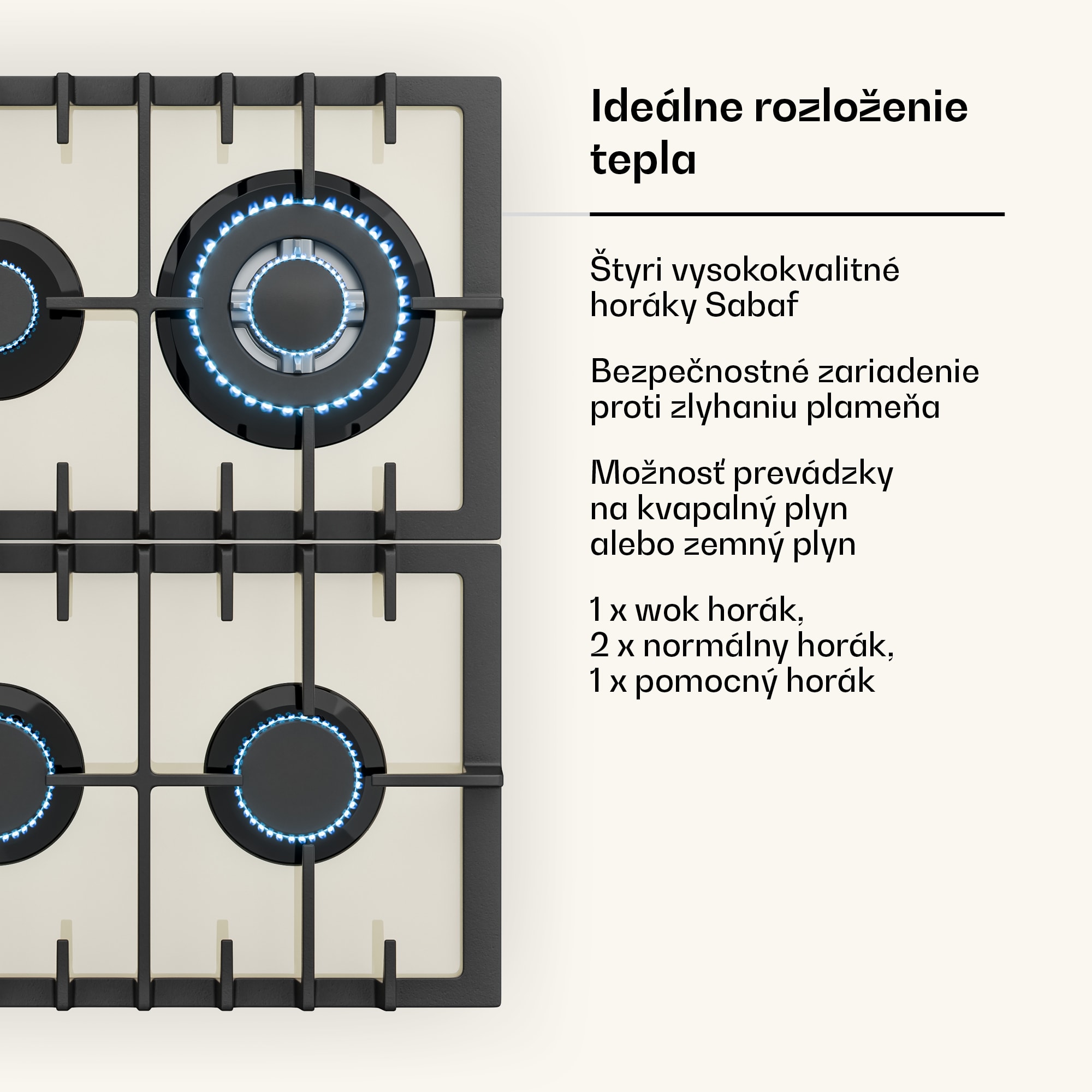 Klarstein Victoria 60 Duo Set plyn, Plynový varný panel, Dúchacia kapucňa – Obrázok 5