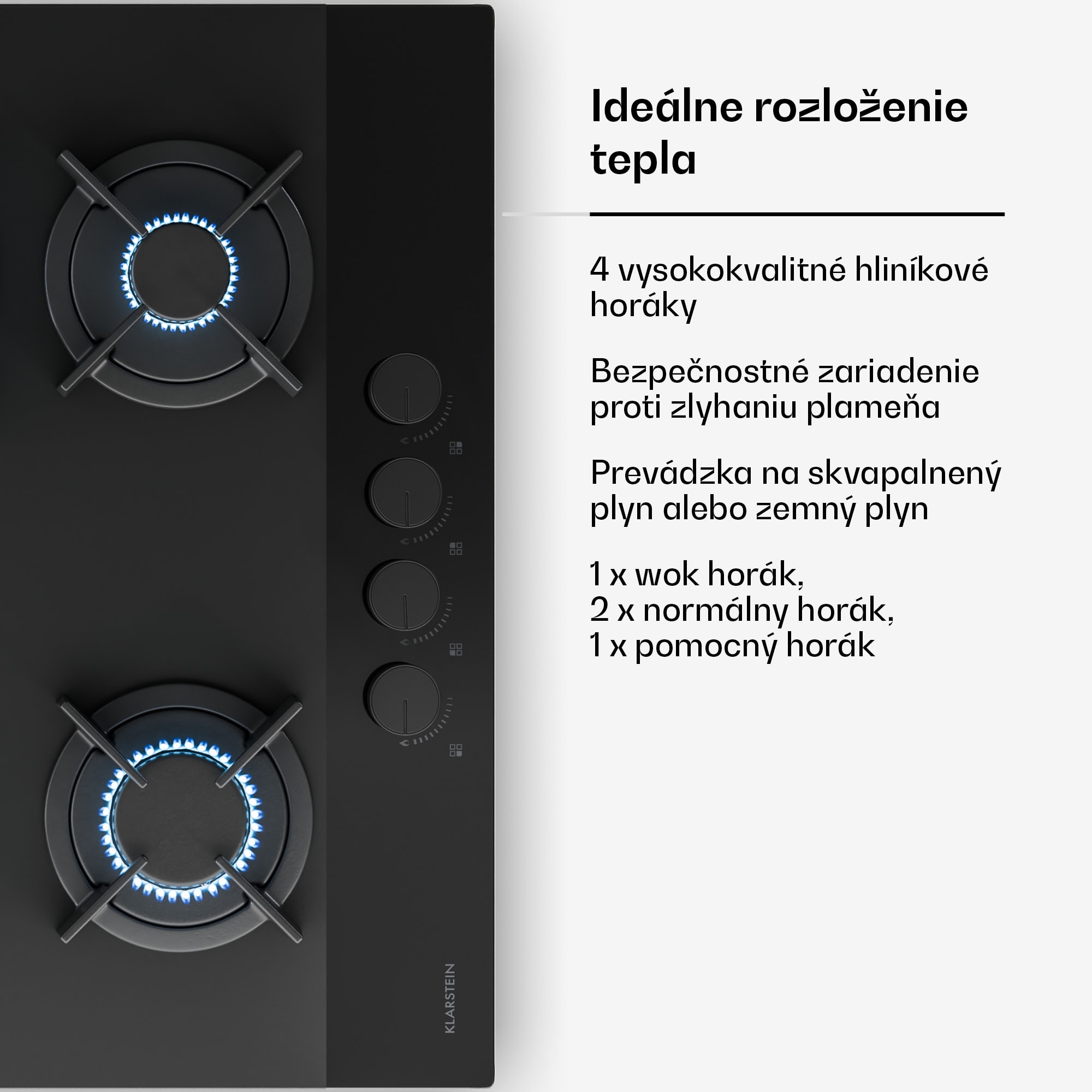 Klarstein Velaire plynová varná doska + Velaire komínový odsávač | Minimalistický & elegantný | 60 cm – Obrázok 5