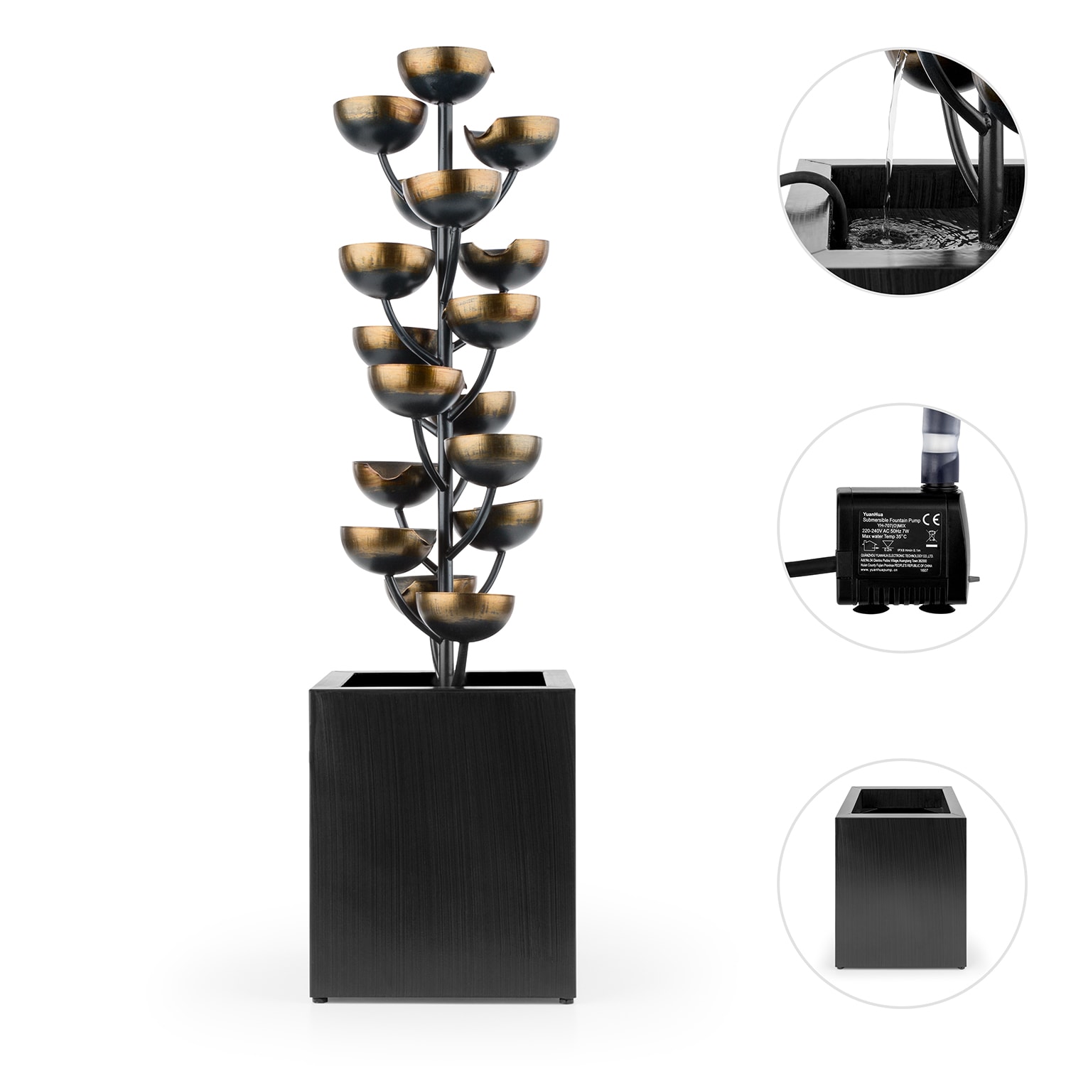 Blumfeldt Joshua Tree, záhradná fontána, vodná hra, pumpa, 5W, 10 m kábel – Obrázok 3