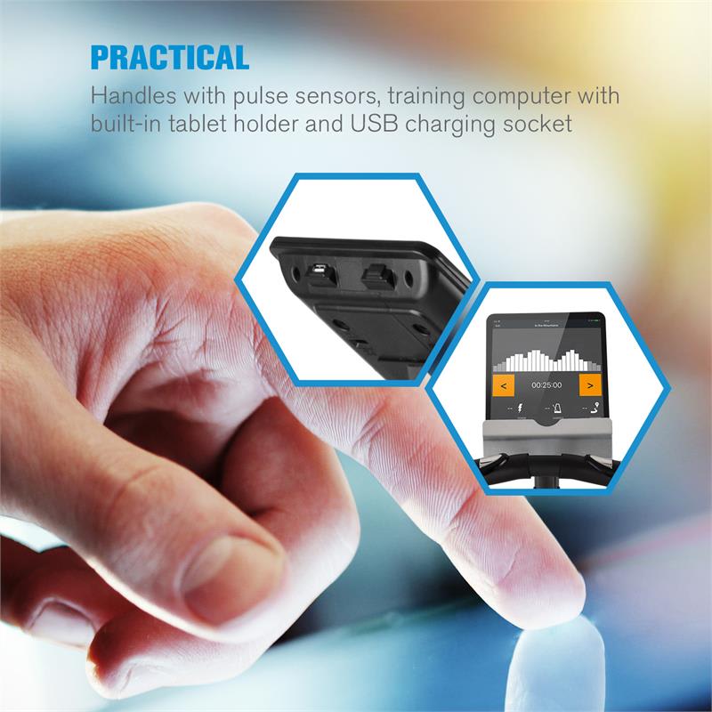 Capital Sports Helix Pro, eliptický trenažér, Bluetooth, aplikáciac Kinomap, záťažové koleso 20 kg – Obrázok 5