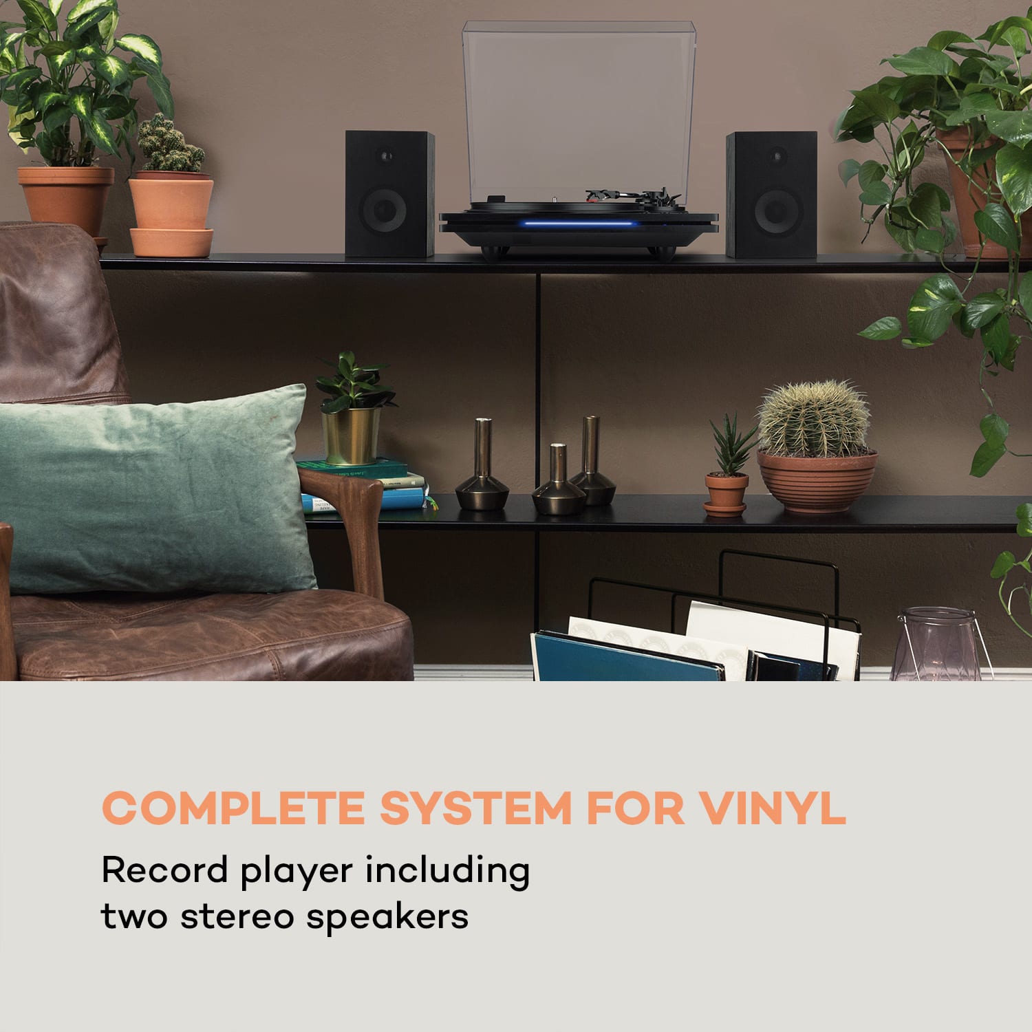 Auna TT-Play PLUS, gramofón, reproduktory, max.20W, BT, 33/45 rpm – Obrázok 2