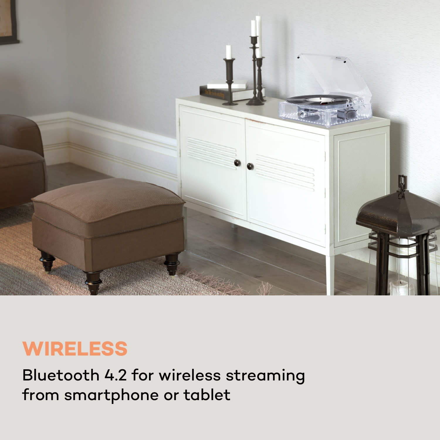 Auna ClearTech, gramofón, 33/45/78 otáčok za minútu, Bluetooth, stereo reproduktory – Obrázok 3