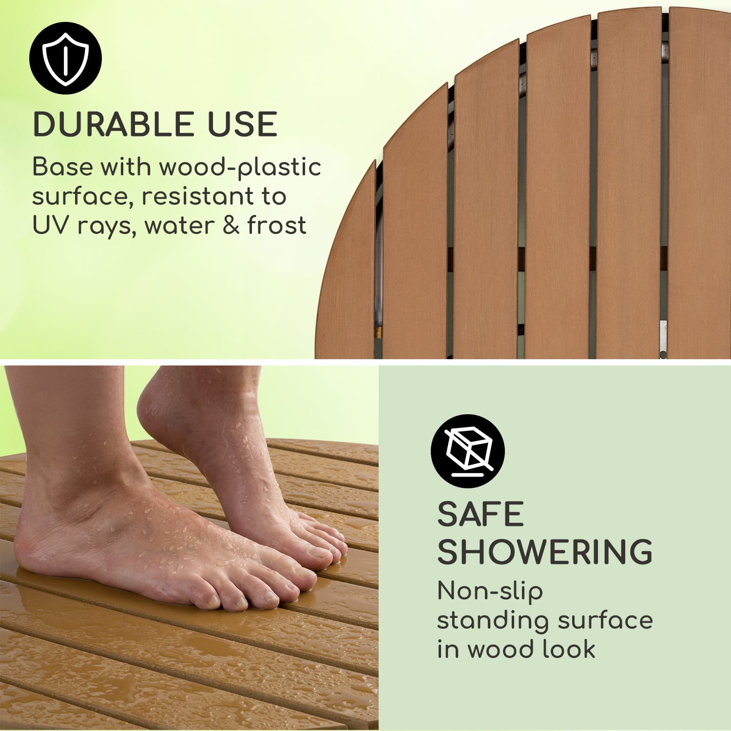 Blumfeldt Sumatra Breeze Round, záhradná sprcha, WPC, hliník, Ø70, 4cm, okrúhla – Obrázok 3