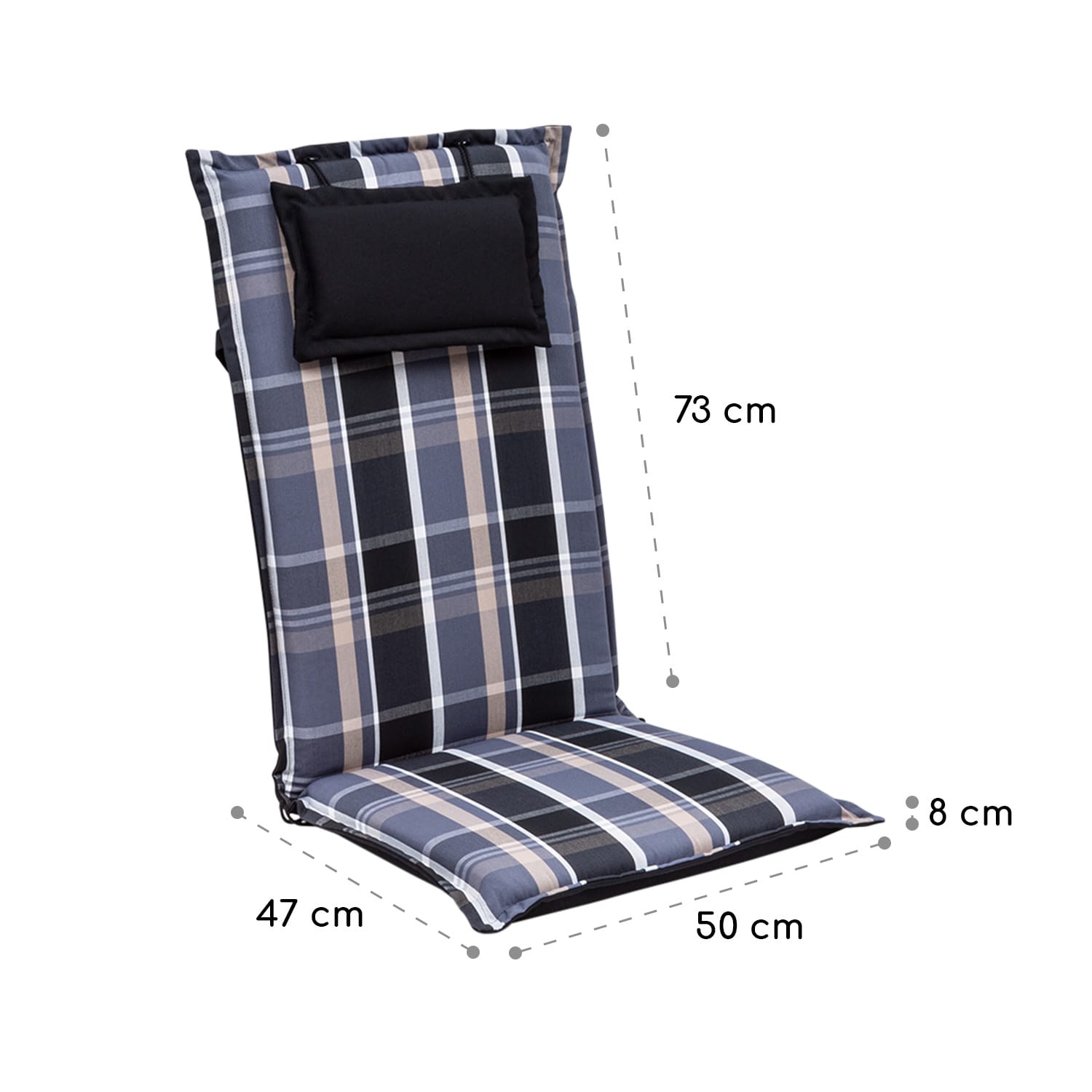 Blumfeldt Elbe, čalúnená podložka, podložka na stoličku, podložka na vyššie polohovacie kreslo, na záhradnú stoličku, Dralon, 50 × 120 × 8 cm – Obrázok 5