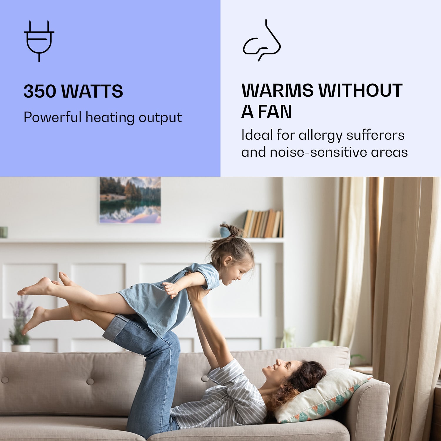 Klarstein Wonderwall Air Art Smart, infračervený ohrievač, 60 x 60 cm, 350 W, more – Obrázok 5